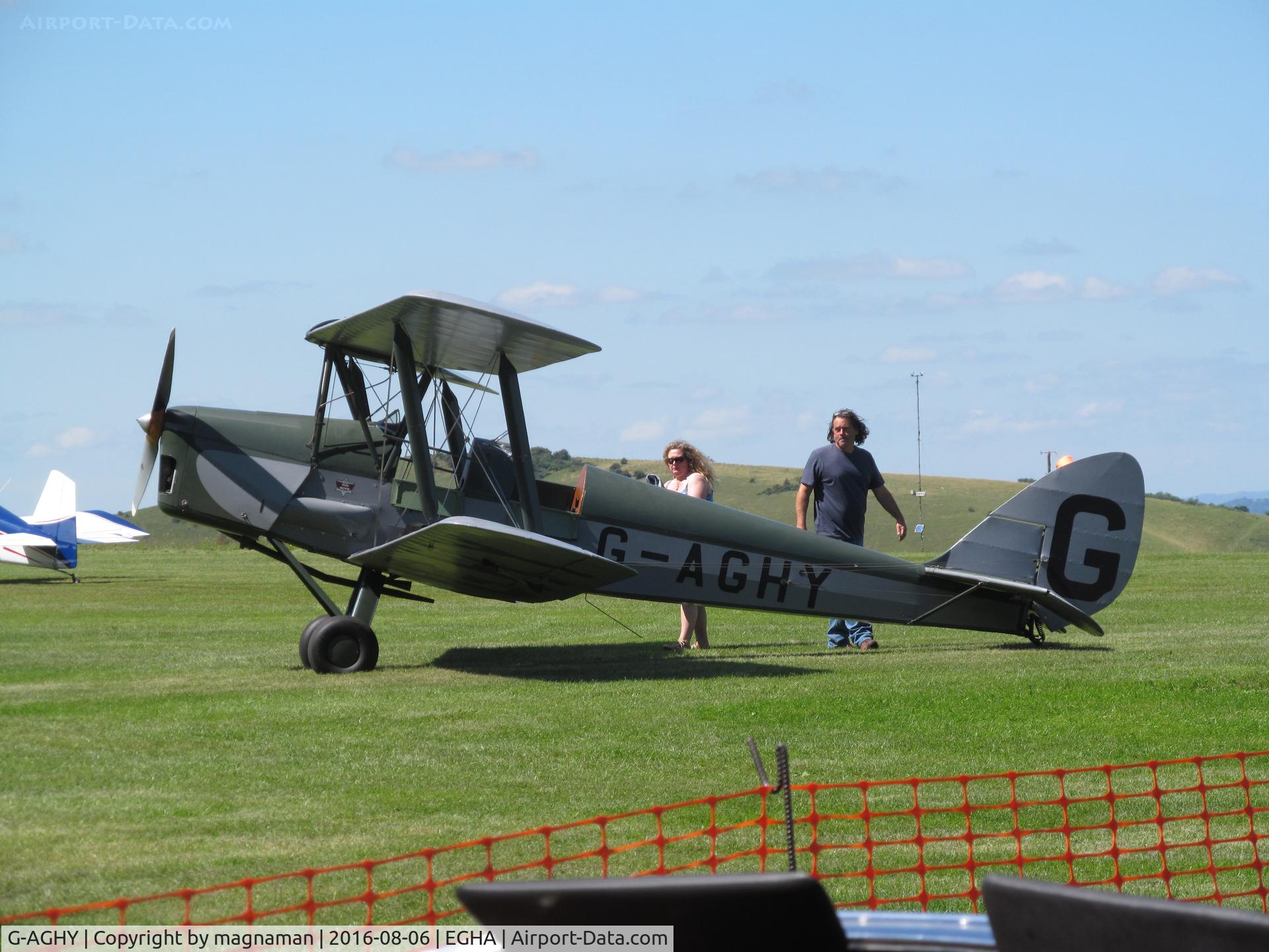G-AGHY, 1939 De Havilland DH-82A Tiger Moth II C/N 82292, in sun at compton