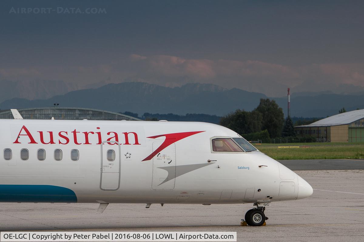 OE-LGC, 2000 De Havilland Canada DHC-8-402Q Dash 8 C/N 4026, LGC parked with a view to the alps