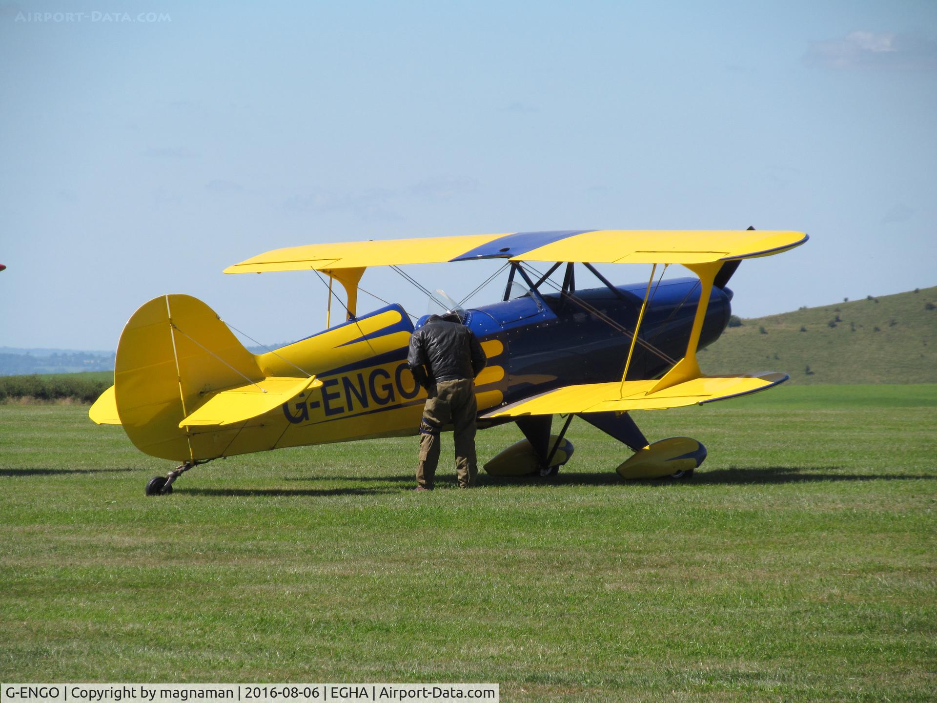 G-ENGO, 2005 Steen Skybolt C/N PFA 064-13429, colourful bi-plane