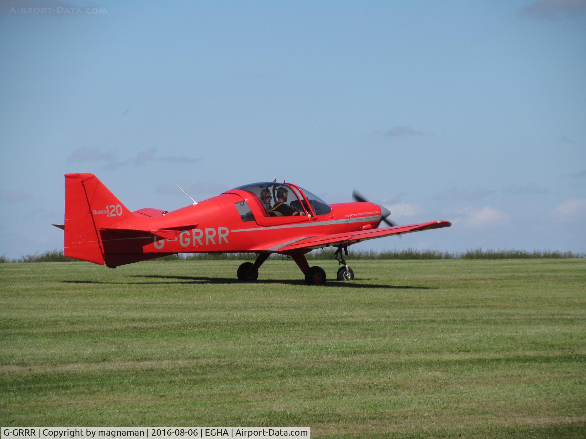G-GRRR, 1973 Scottish Aviation Bulldog Series 120 Model 122 C/N BH120/229, taxying for departure