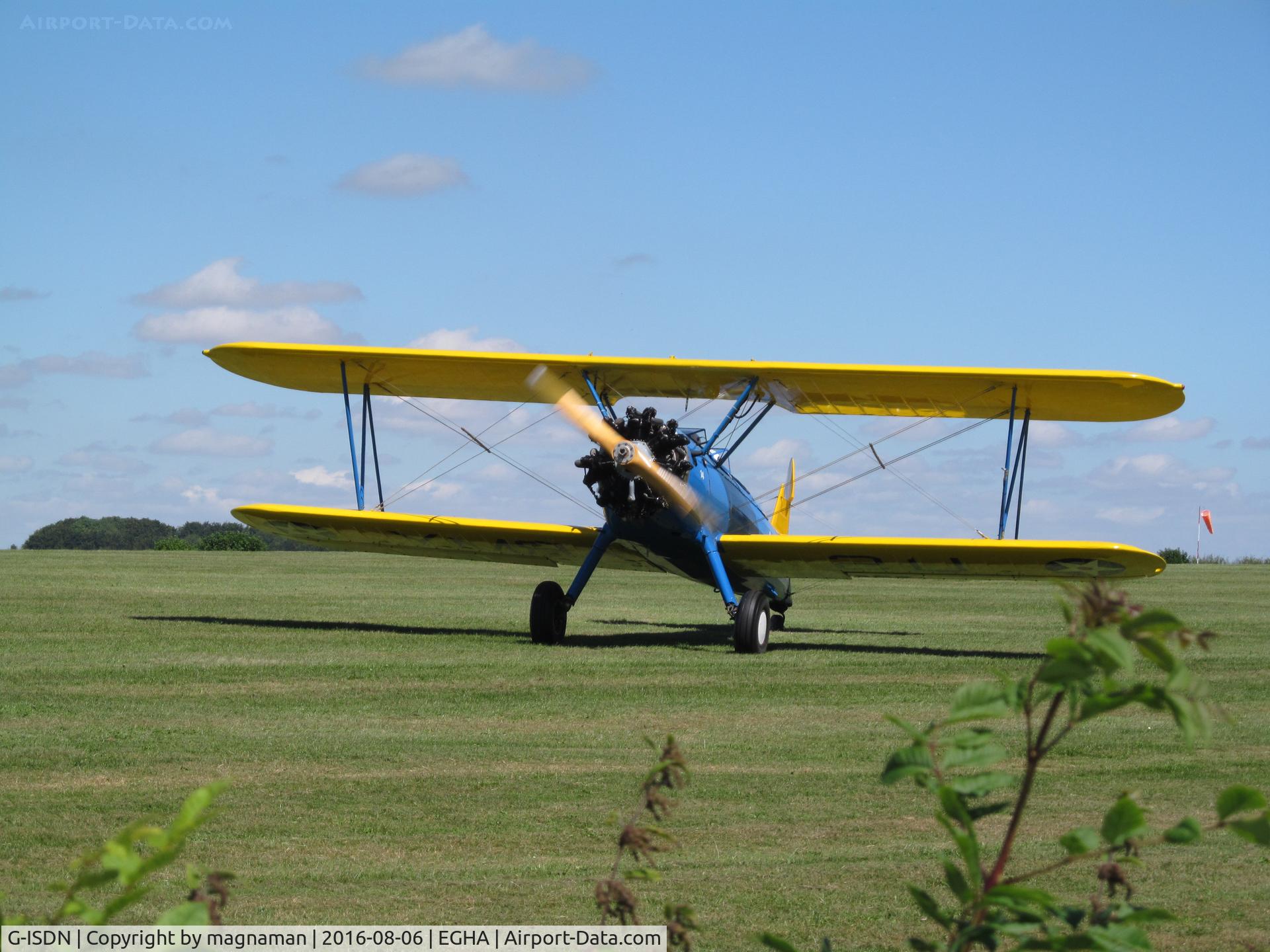 G-ISDN, 1941 Boeing N2S-3 Kaydet C/N 75-1263, just landed