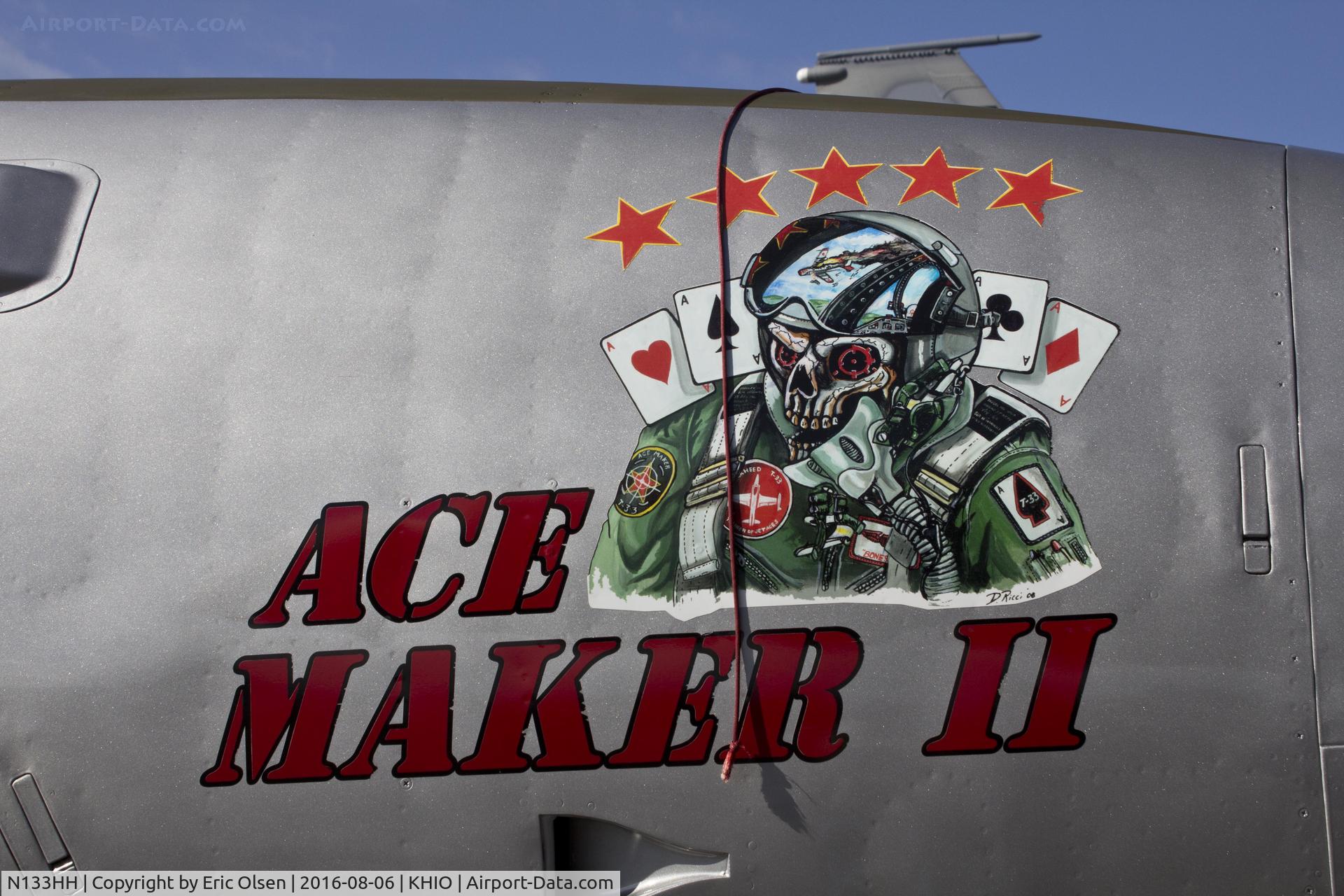N133HH, 1954 Canadair CT-133 Silver Star 3 (CL-30) C/N T33-452, Nose art on a Canadair CT-33 at the 2016 Oregon International Air Show.