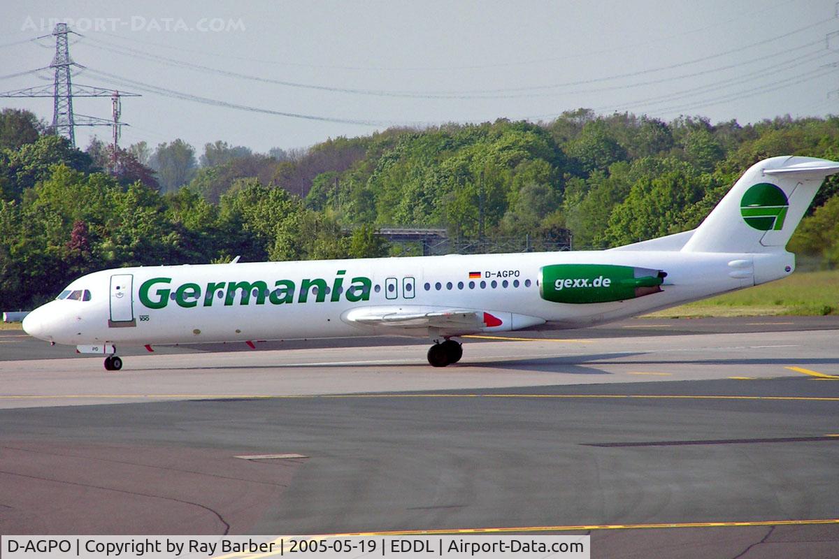 D-AGPO, 1991 Fokker 100 (F-28-0100) C/N 11334, Fokker F-100 [11334] (Germania) Dusseldorf~D 19/05/2005