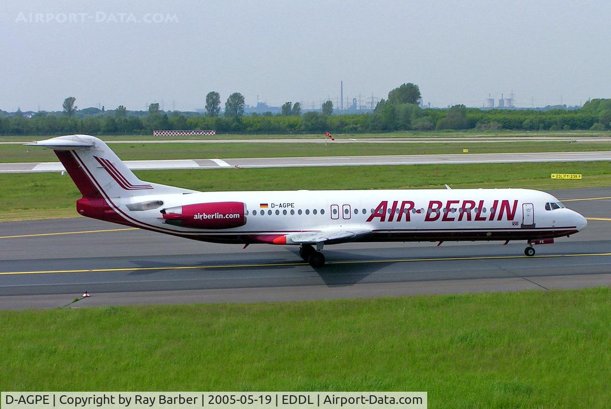 D-AGPE, 1990 Fokker 100 (F-28-0100) C/N 11300, Fokker F-100 [11300] (Air Berlin) Dusseldorf~D 19/05/2005