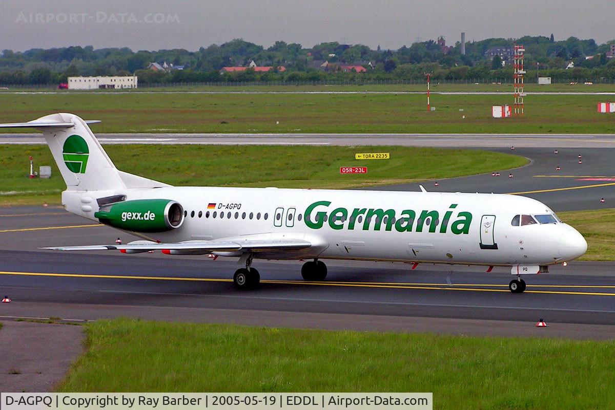 D-AGPQ, 1991 Fokker 100 (F-28-0100) C/N 11338, Fokker F-100 [11338] (Germania) Dusseldorf~D 19/05/2005