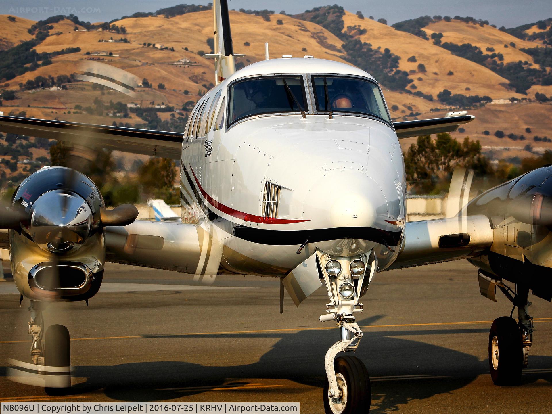 N8096U, 1993 Beech C90A King Air C/N LJ-1326, Locally-based 1993 Beechcraft King Air C90B taxing in after landing from KSJC at Reid Hillview Airport, San Jose, CA.
