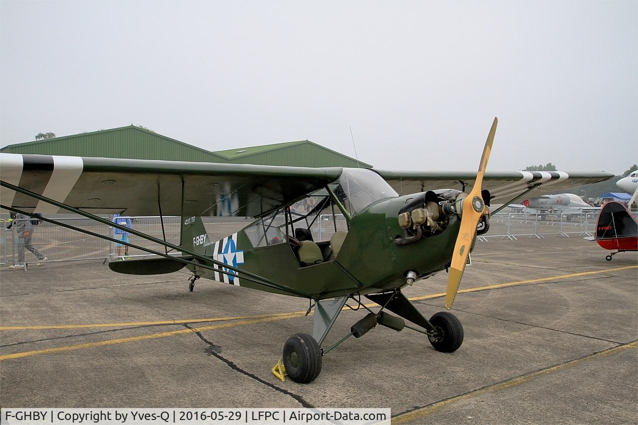 F-GHBY, 1943 Piper L-4A Grasshopper C/N 43-17737, Piper J3C-65 Cub, Static display, Creil Air Base 110(LFPC-CSF) Open day 2016