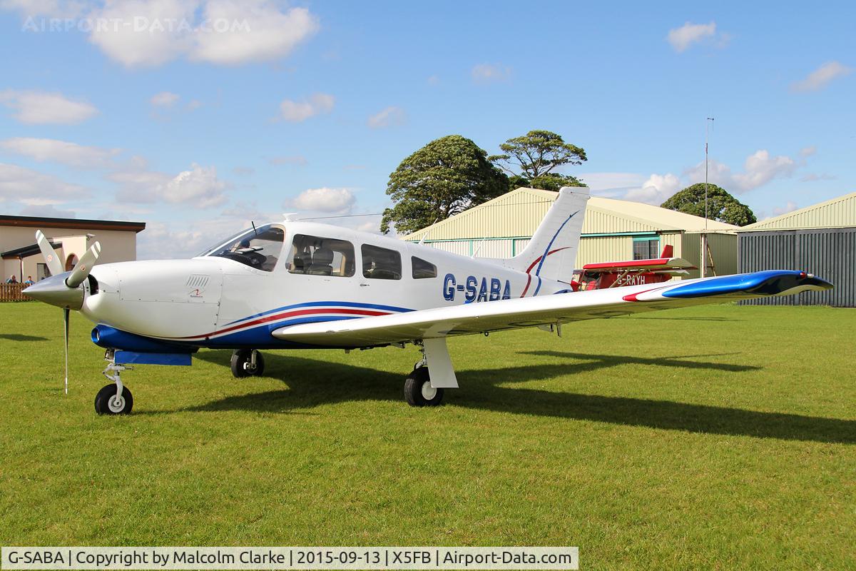 G-SABA, 1977 Piper PA-28R-201T Cherokee Arrow III C/N 28R-7703268, PA-28R-201T Turbo Arrow III at Fishburn Airfield, September 13th 2015.