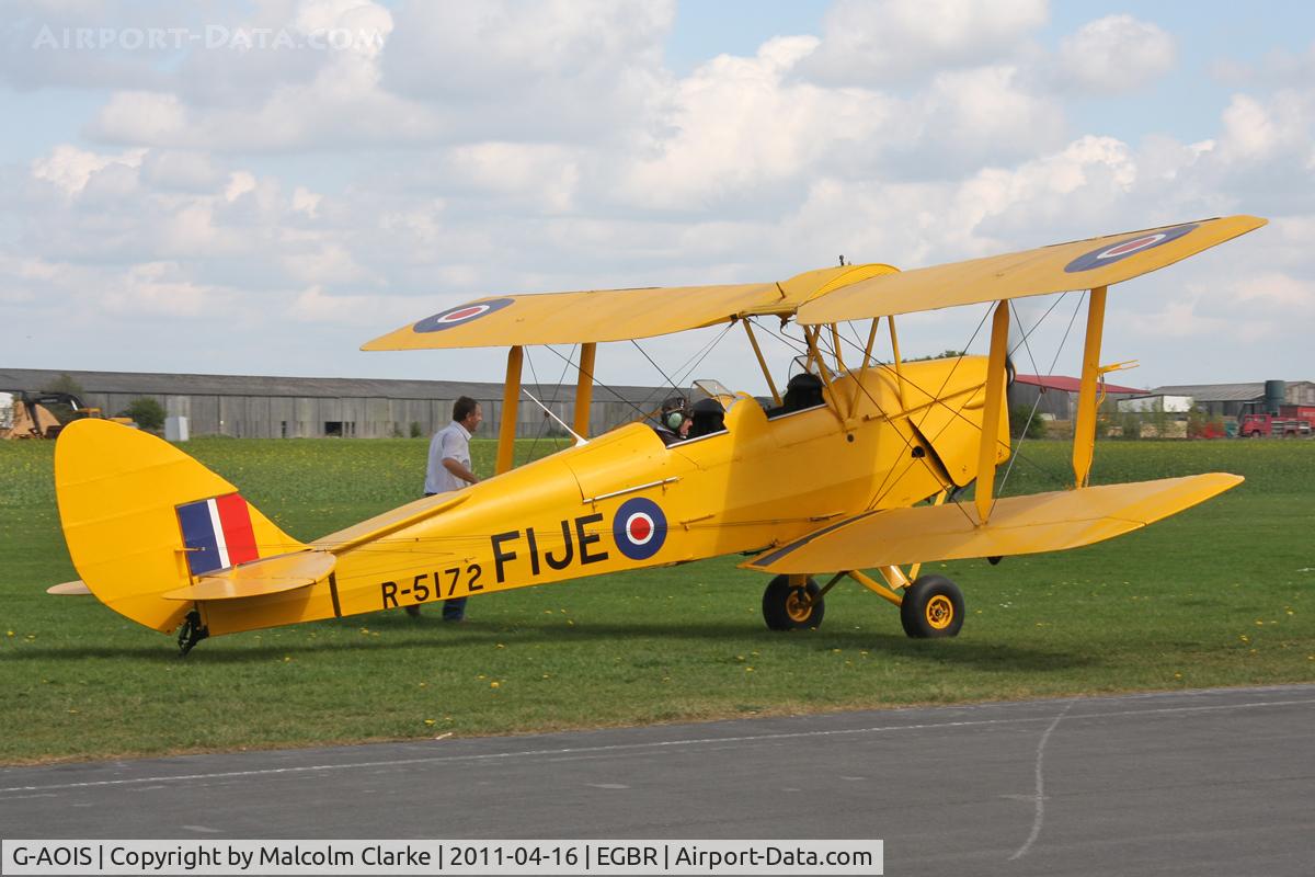 G-AOIS, 1939 De Havilland DH-82A Tiger Moth II C/N 83034, De Havilland DH-82A Tiger Moth II at Breighton Airfield, April 2011.