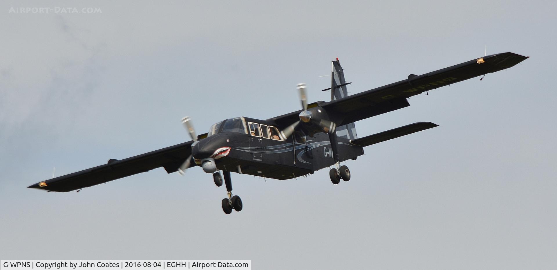 G-WPNS, 2002 Pilatus Britten-Norman BN-2T-4S Defender 4000 C/N 4011, Final approach to 26