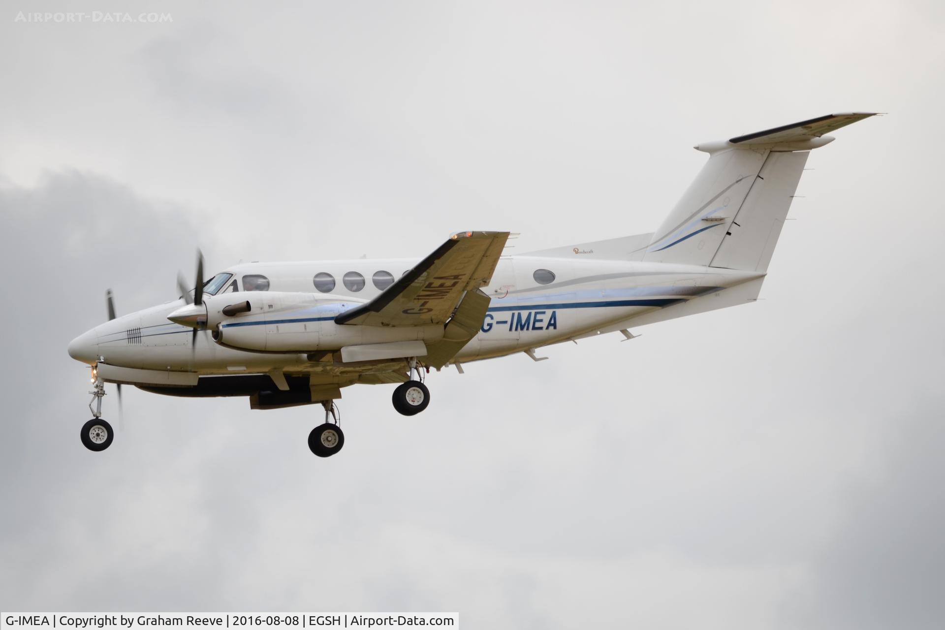 G-IMEA, 1977 Beech 200 Super King Air C/N BB-302, Landing at Norwich.