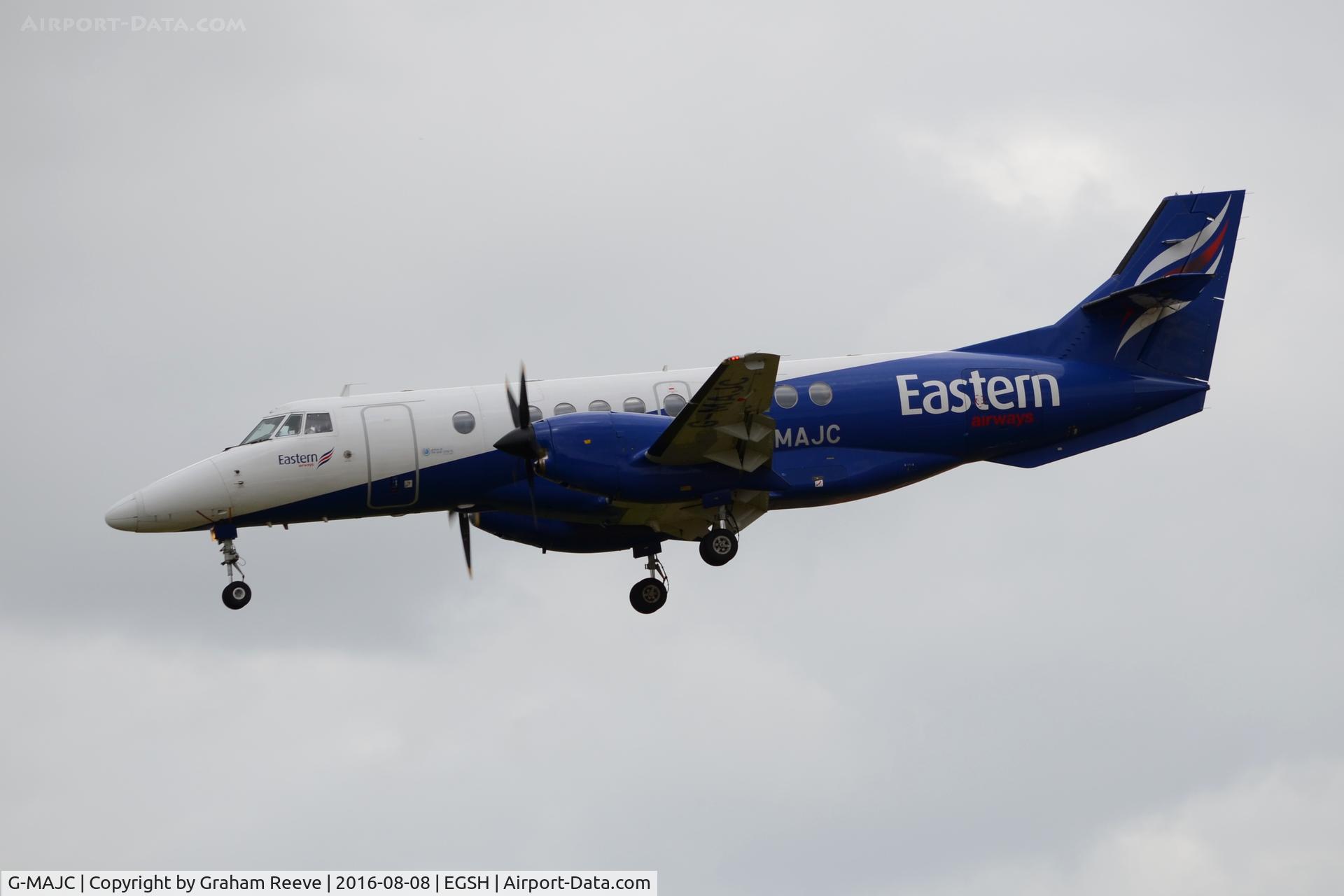 G-MAJC, 1992 British Aerospace Jetstream 41 C/N 41005, Landing at Norwich.