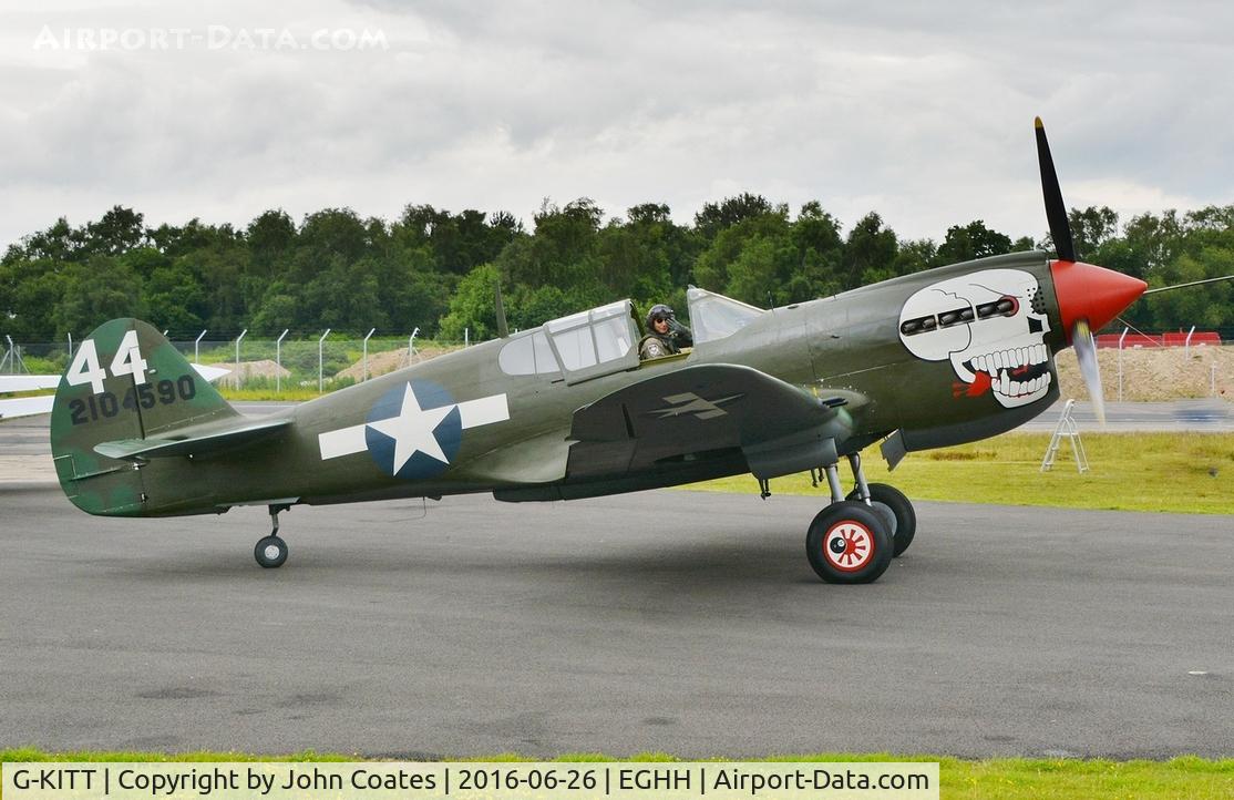 G-KITT, 1943 Curtiss P-40M Warhawk C/N 27490, Departing to display at Bovington Tank Museum