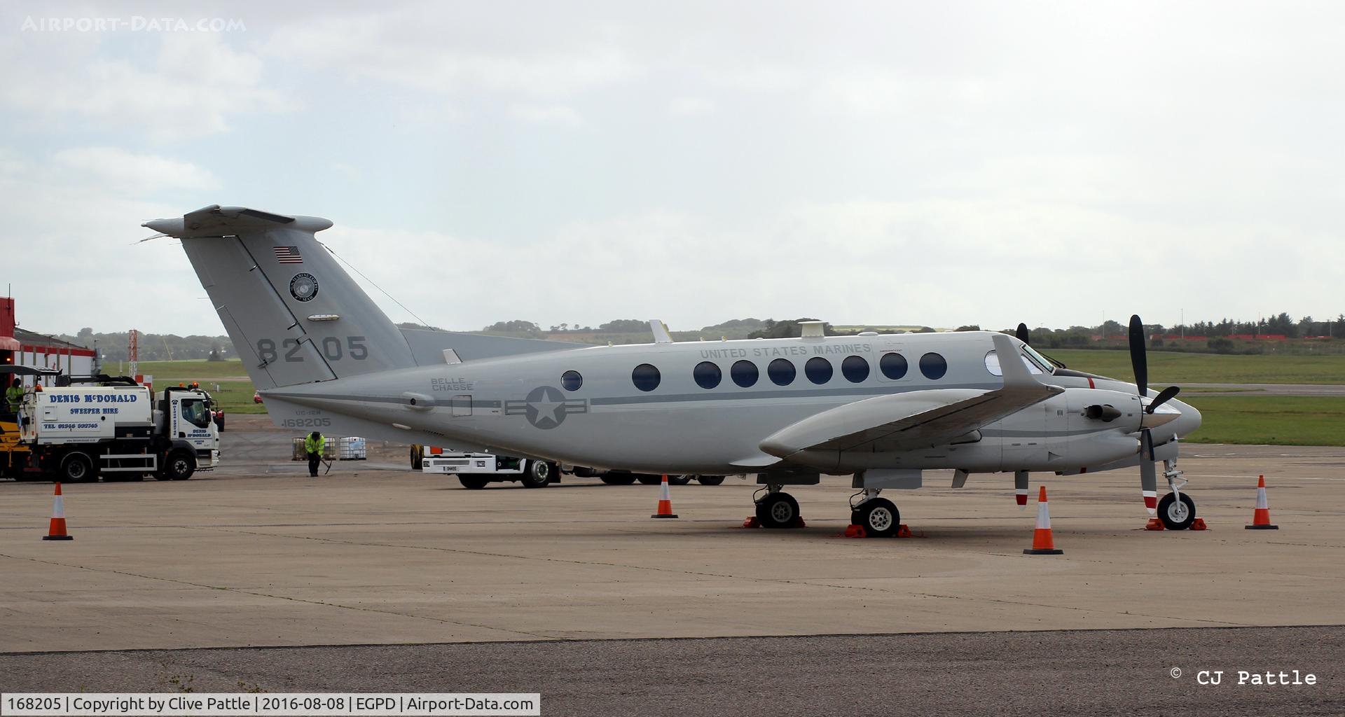 168205, Hawker Beechcraft UC-12W Huron C/N FM-28, Parked up at Aberdeen EGPD