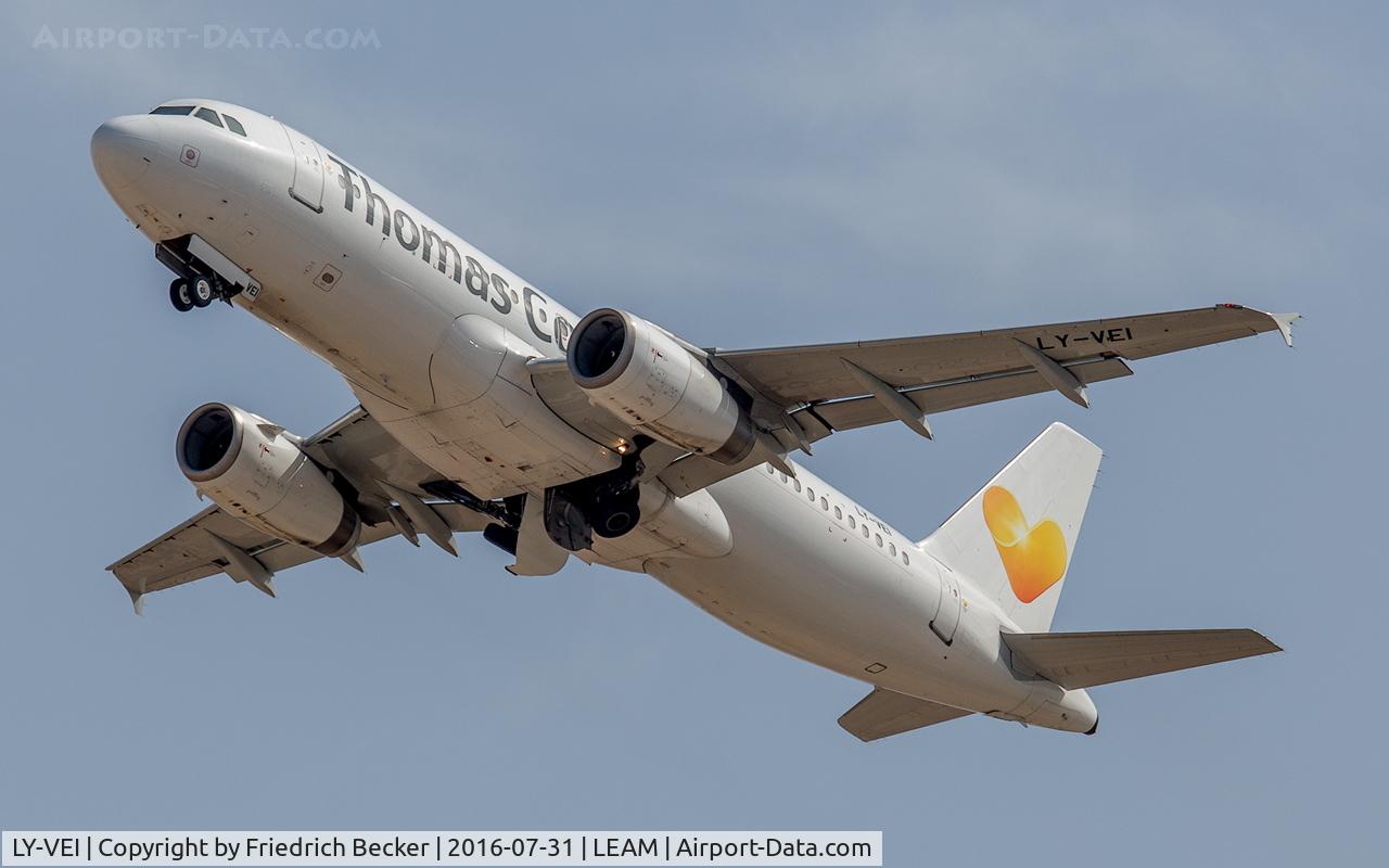 LY-VEI, 1998 Airbus A320-233 C/N 0902, departure via RW25