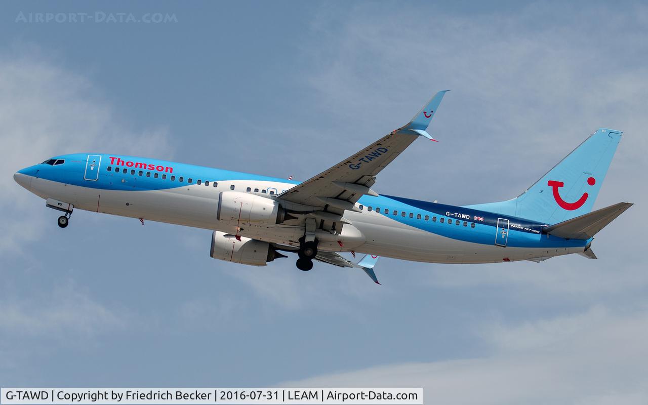 G-TAWD, 2012 Boeing 737-8K5 C/N 37265, departure via RW25
