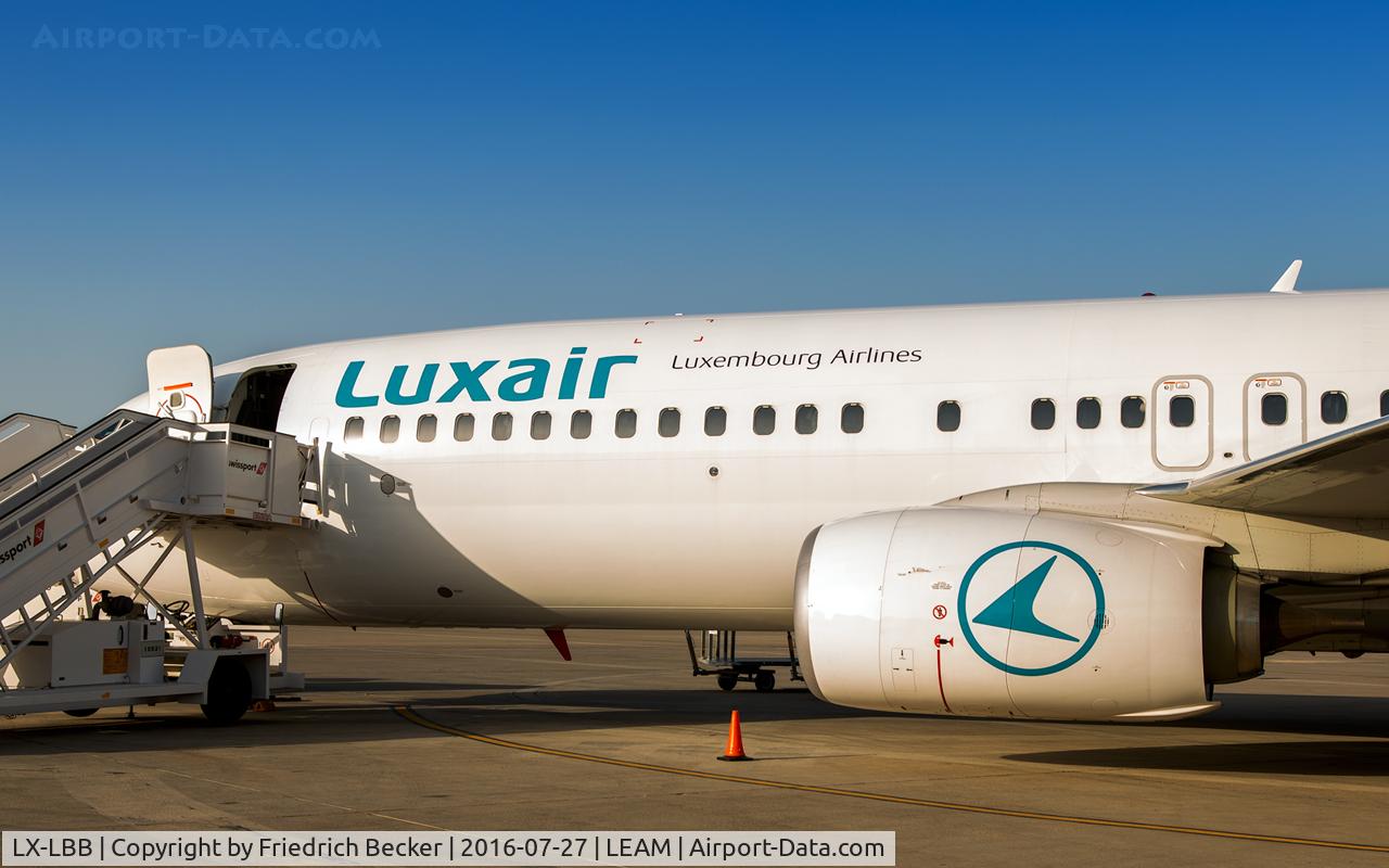 LX-LBB, 2015 Boeing 737-86J C/N 36875, parked at Almeria IAP