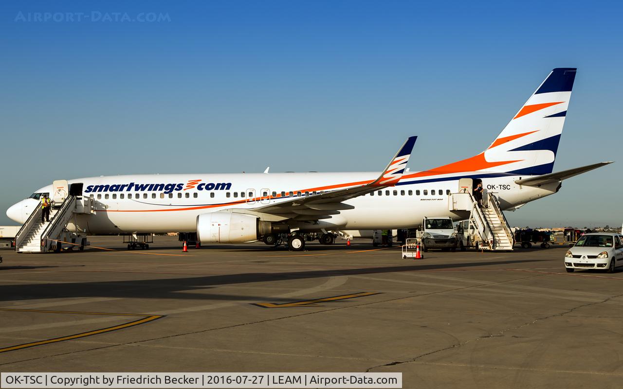 OK-TSC, 2007 Boeing 737-8FH C/N 35093, parked at Almeria IAP