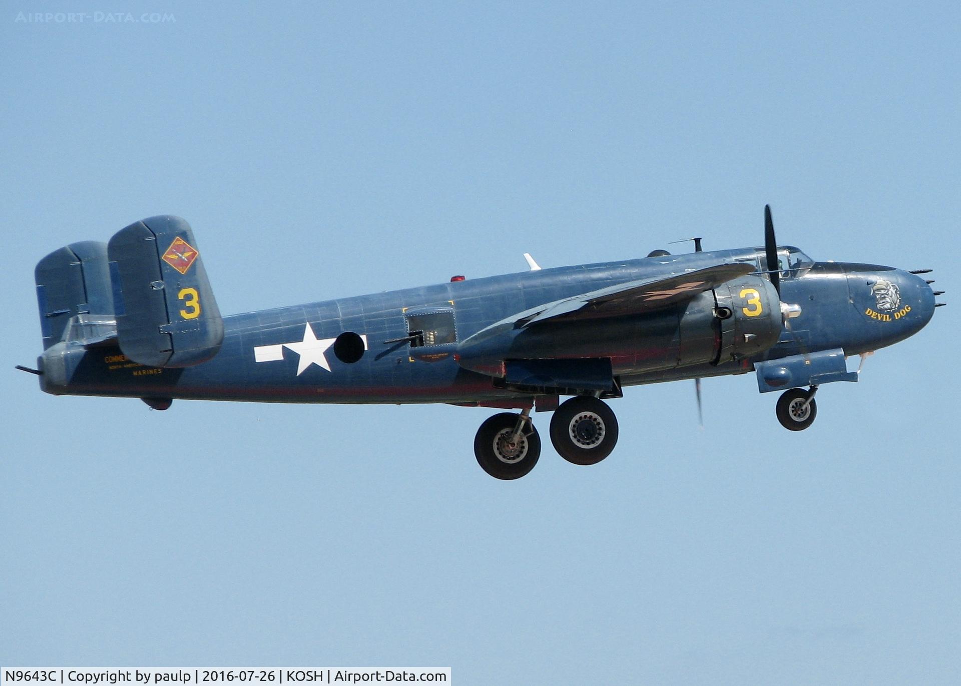 N9643C, 1944 North American B-25J Mitchell Mitchell C/N 108-47512, AirVenture 2016.