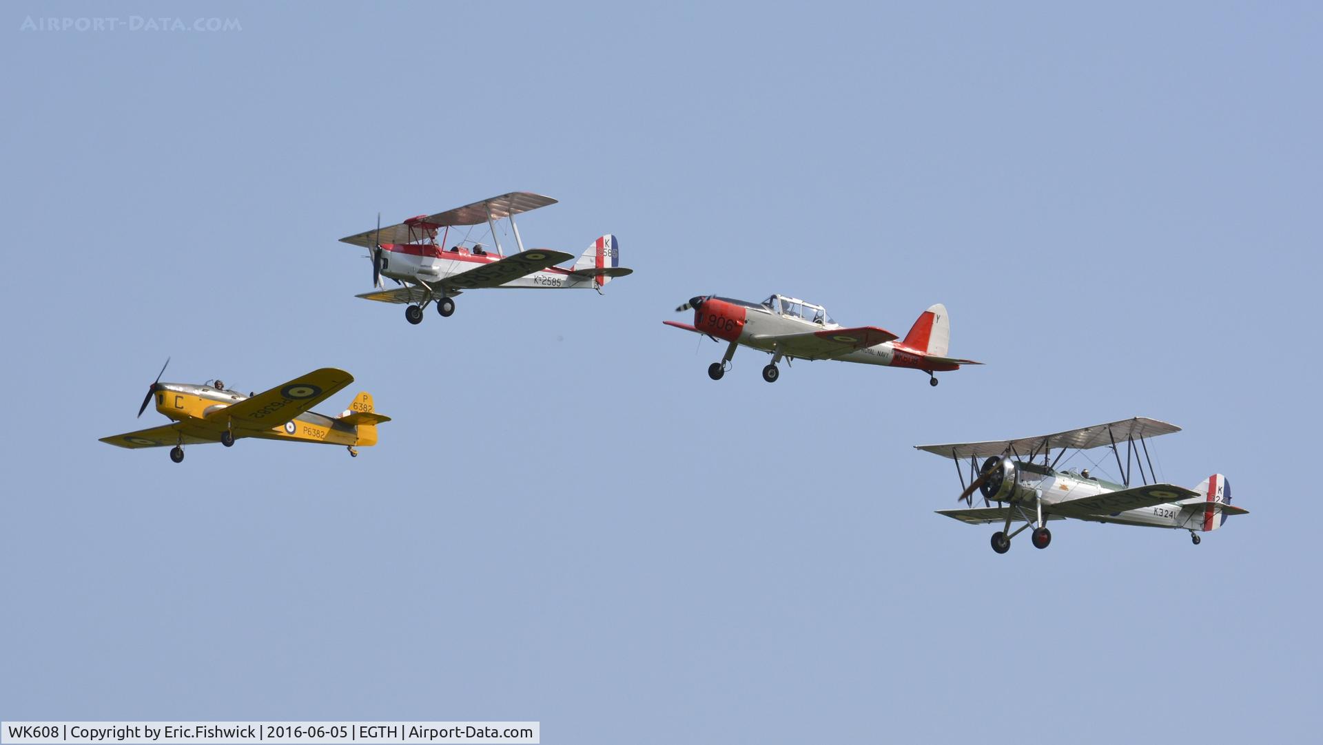 WK608, 1952 De Havilland DHC-1 Chipmunk T.10 C/N C1/0617, 45. Chipmunk - with Magister, Moth and Tutor at Shuttleworth Collection's 'Fly Navy,' June 2016.