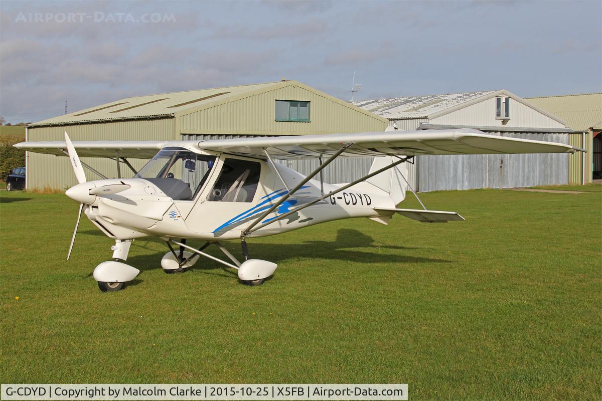 G-CDYD, 2006 Comco Ikarus C42 FB80 C/N 0604-6812, Ikarus C42 FB80 arrives at Fishburn Airfield, October 25th 2015.