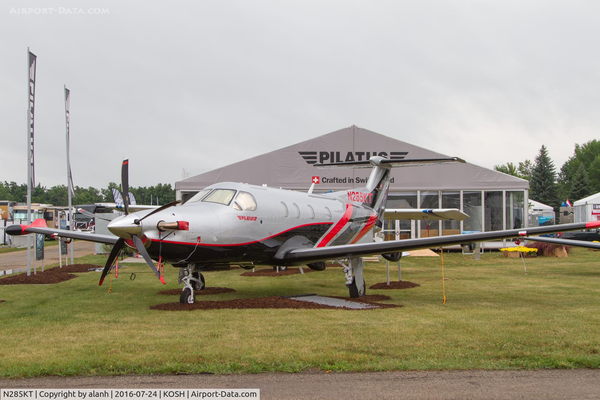 N285KT, 2016 Pilatus PC-12/47E C/N 1589, On the manufacturer's stand at Airventure