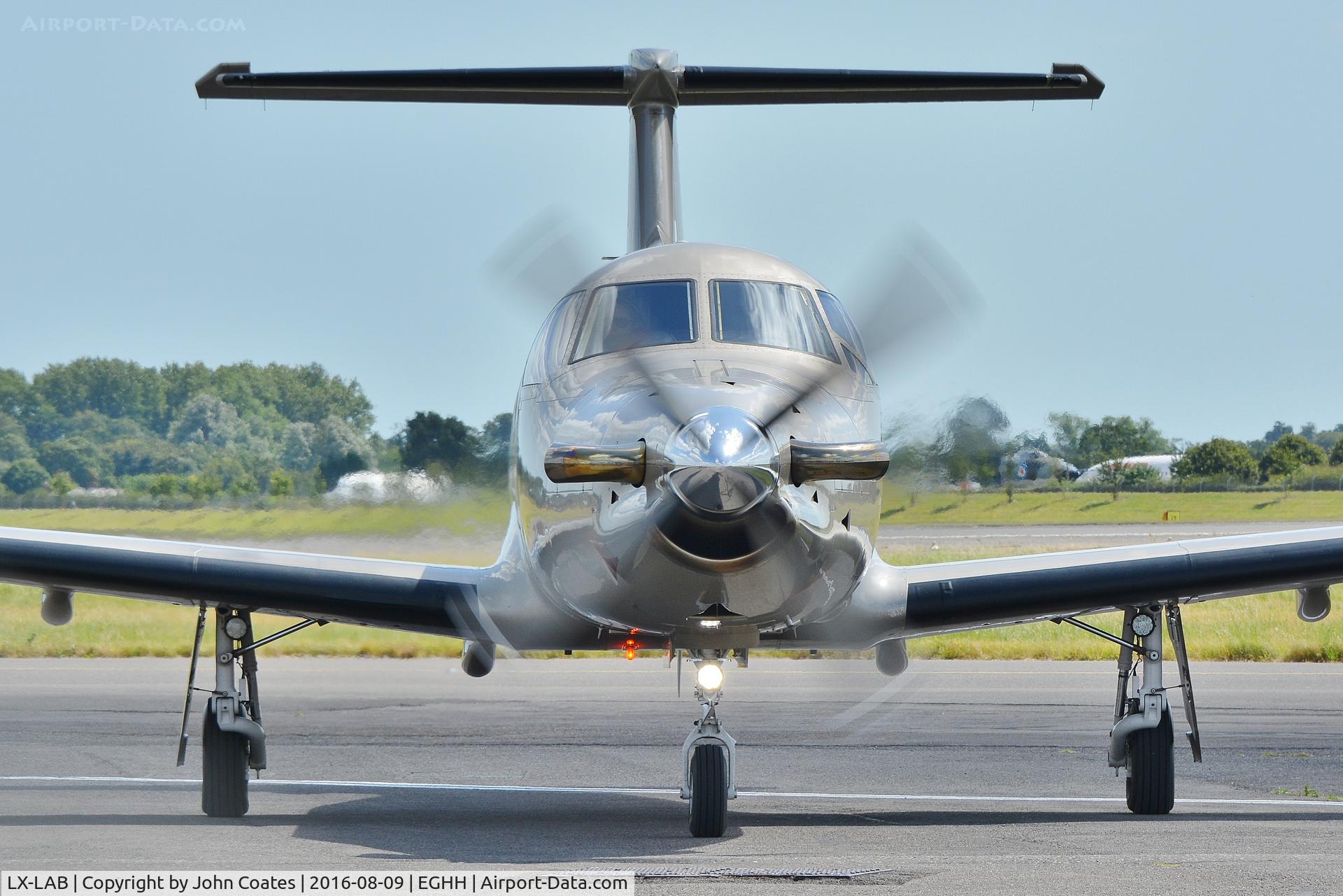 LX-LAB, 2003 Pilatus PC-12/45 C/N 531, Arriving at Pilatus Centre