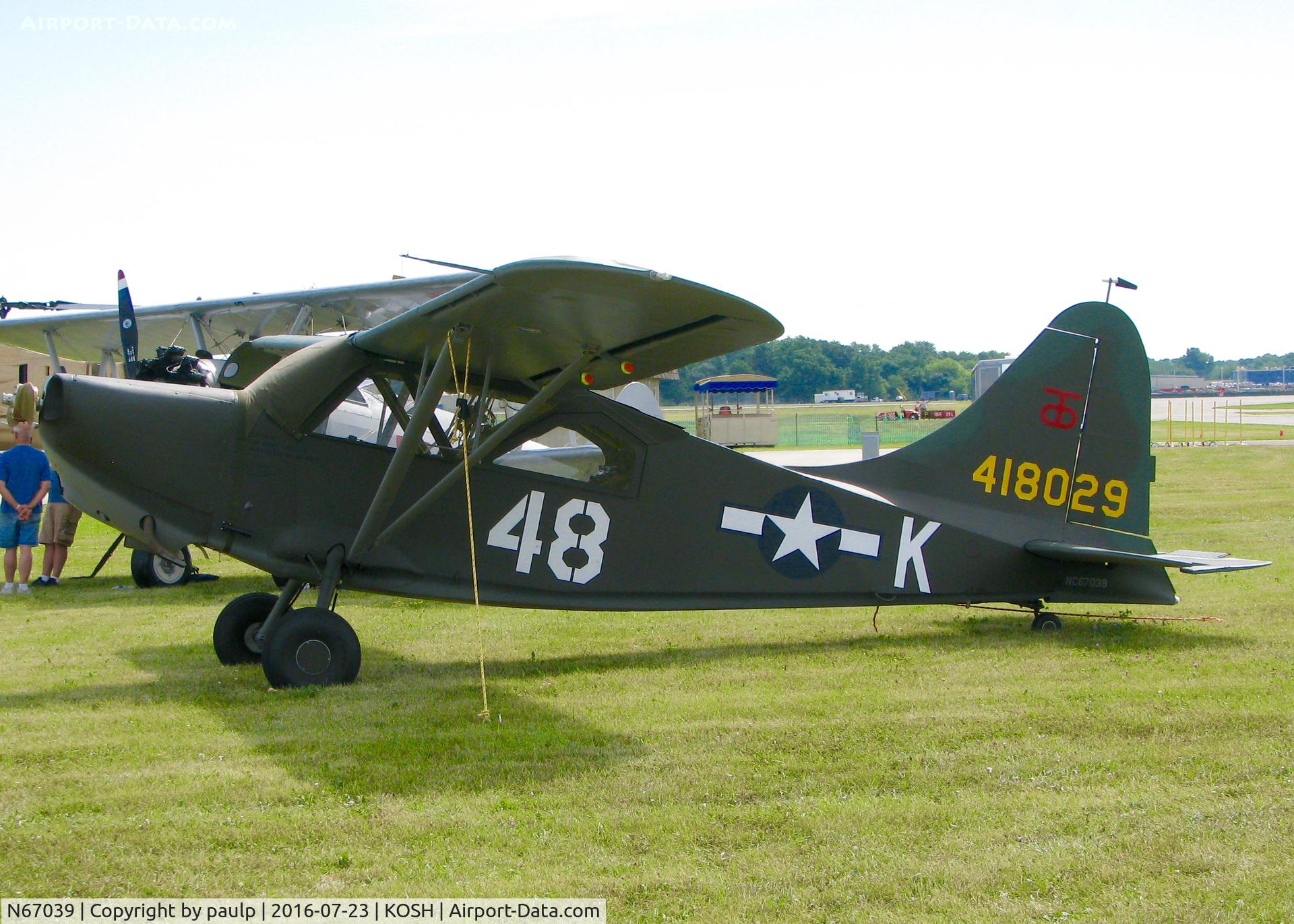 N67039, 1945 Stinson L-5E-1 Sentinel C/N 4318, AirVenture 2016.