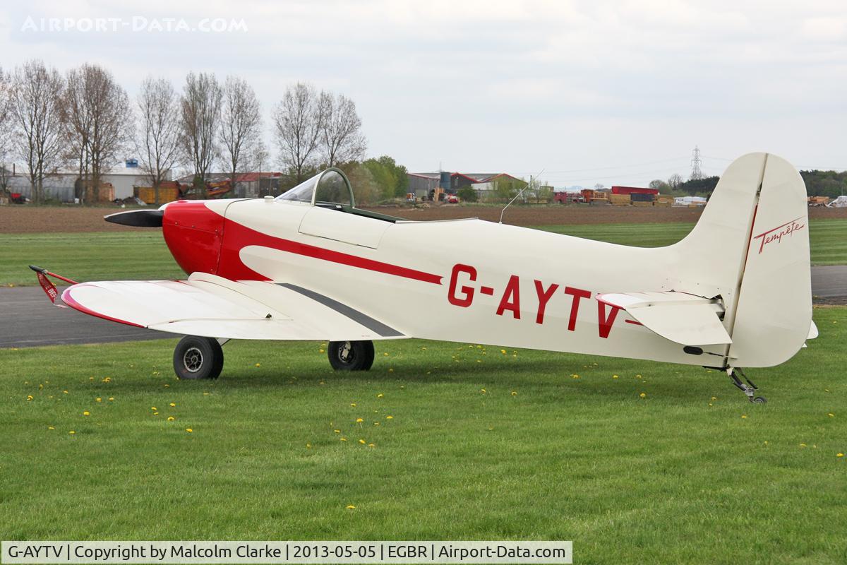 G-AYTV, 1971 Jurca MJ-2D Tempete C/N PFA 2002, Jurca Tempete at The Real Aeroplane Company's May-hem Fly-In, Breighton Airfield, May5th 2013.