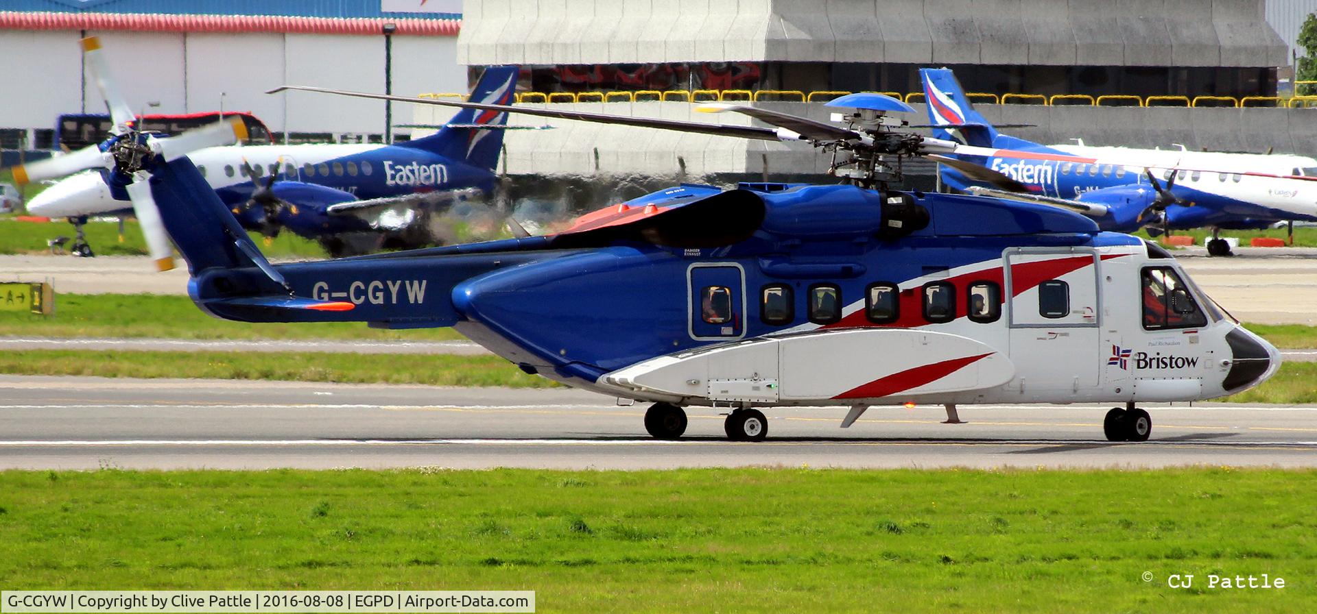 G-CGYW, 2011 Sikorsky S-92A C/N 920157, Landing Rwy34 at Aberdeen