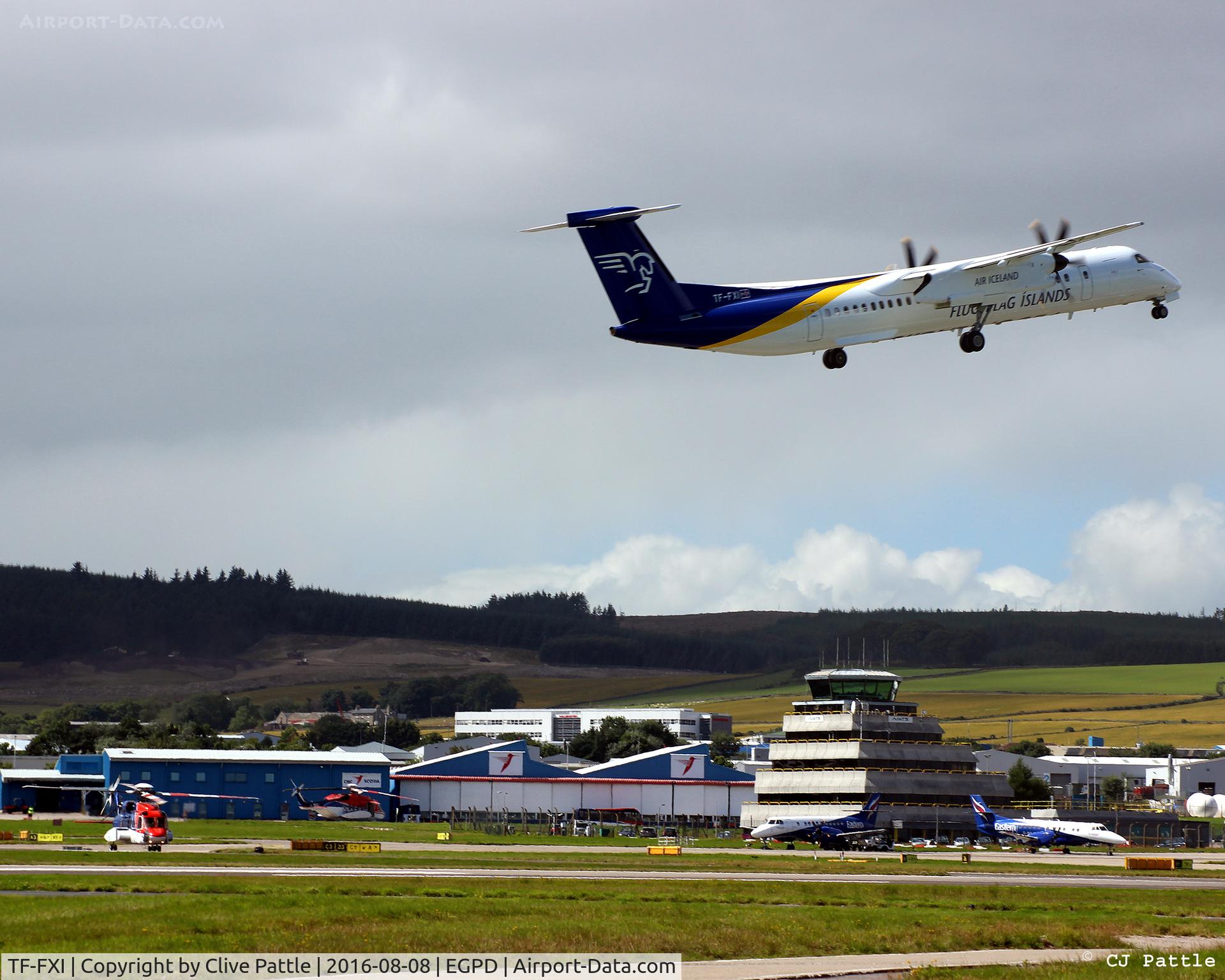 TF-FXI, 2000 De Havilland Canada DHC-8-402Q Dash 8 C/N 4033, In action at Aberdeen