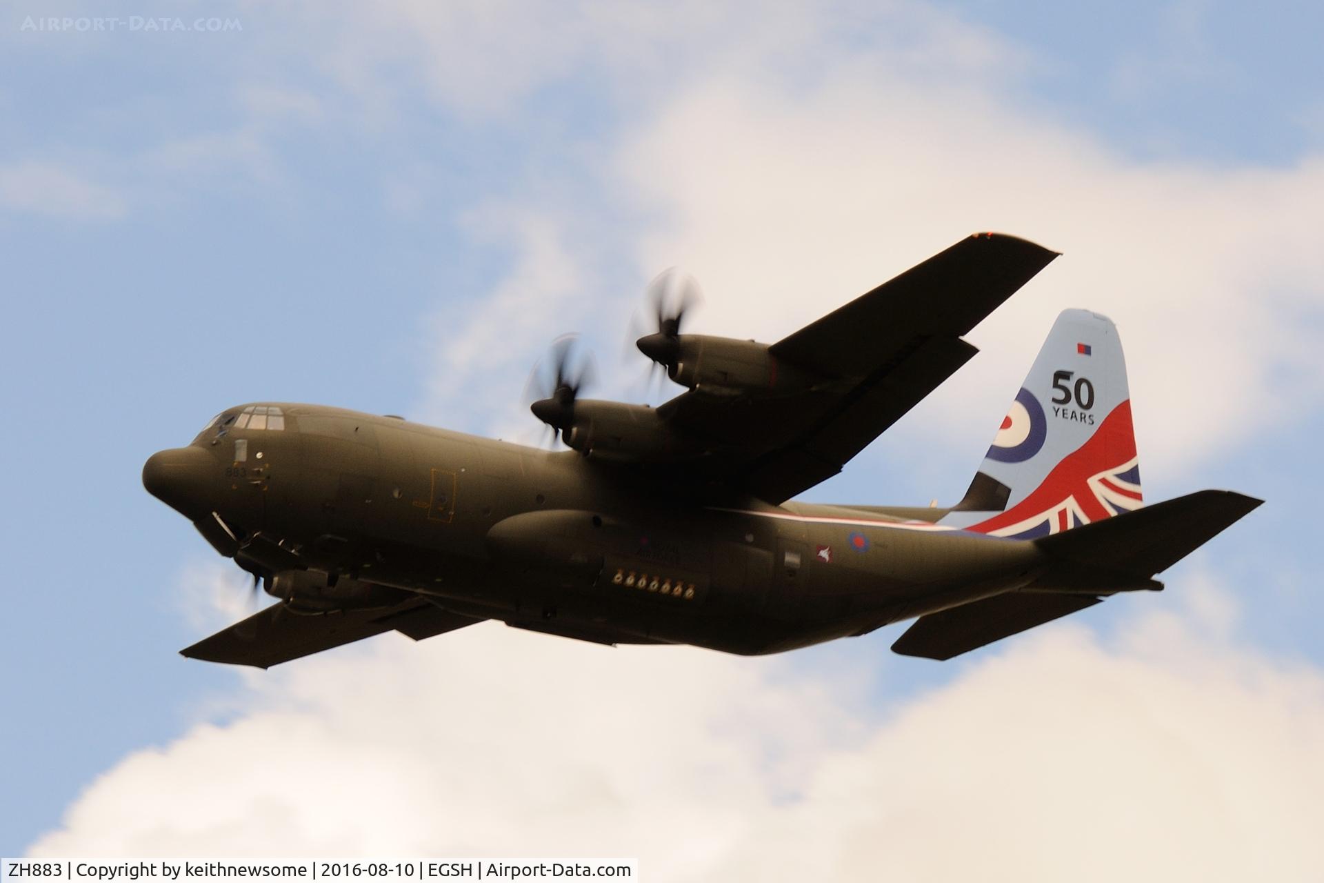 ZH883, 1999 Lockheed Martin C-130J Hercules C.5 C/N 382-5481, Second of two ILS approaches today.