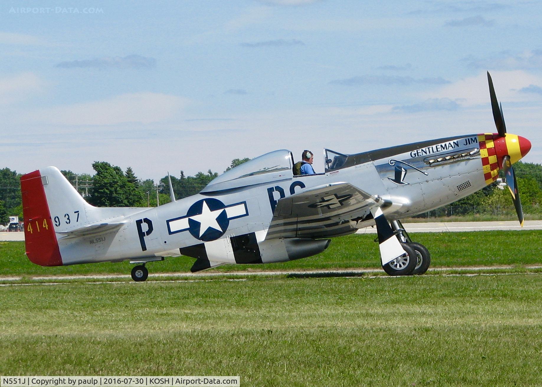 N551J, 1957 North American P-51D Mustang C/N 44-74230, AirVenture 2016.