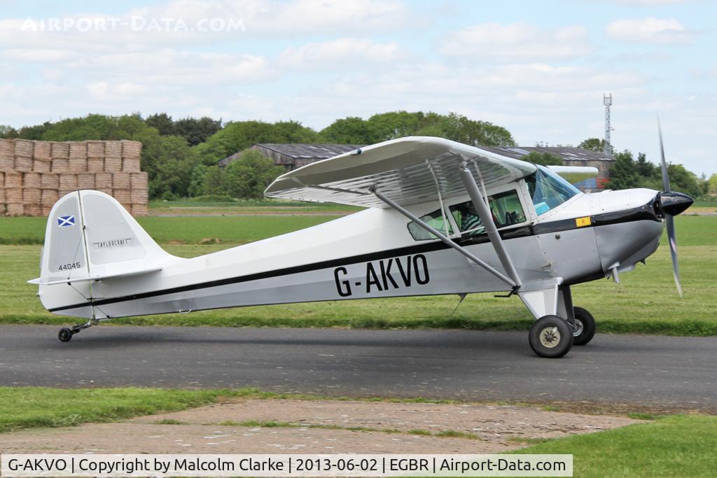 G-AKVO, 1946 Taylorcraft BC-12D Twosome C/N 9845, Taylorcraft BC-12D Twosome at The Real Aeroplane Company's Jolly June Jaunt, Breighton Airfield, 2013.