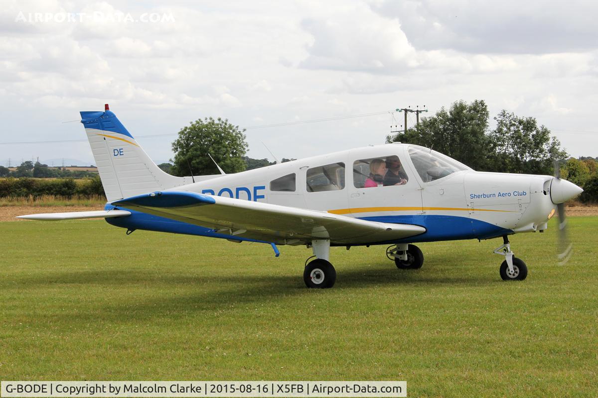 G-BODE, 1988 Piper PA-28-161 Cherokee Warrior II C/N 2816039, Piper PA-28-161 Cherokee Warrior II, Fishburn Airfield, August 16th 2015.