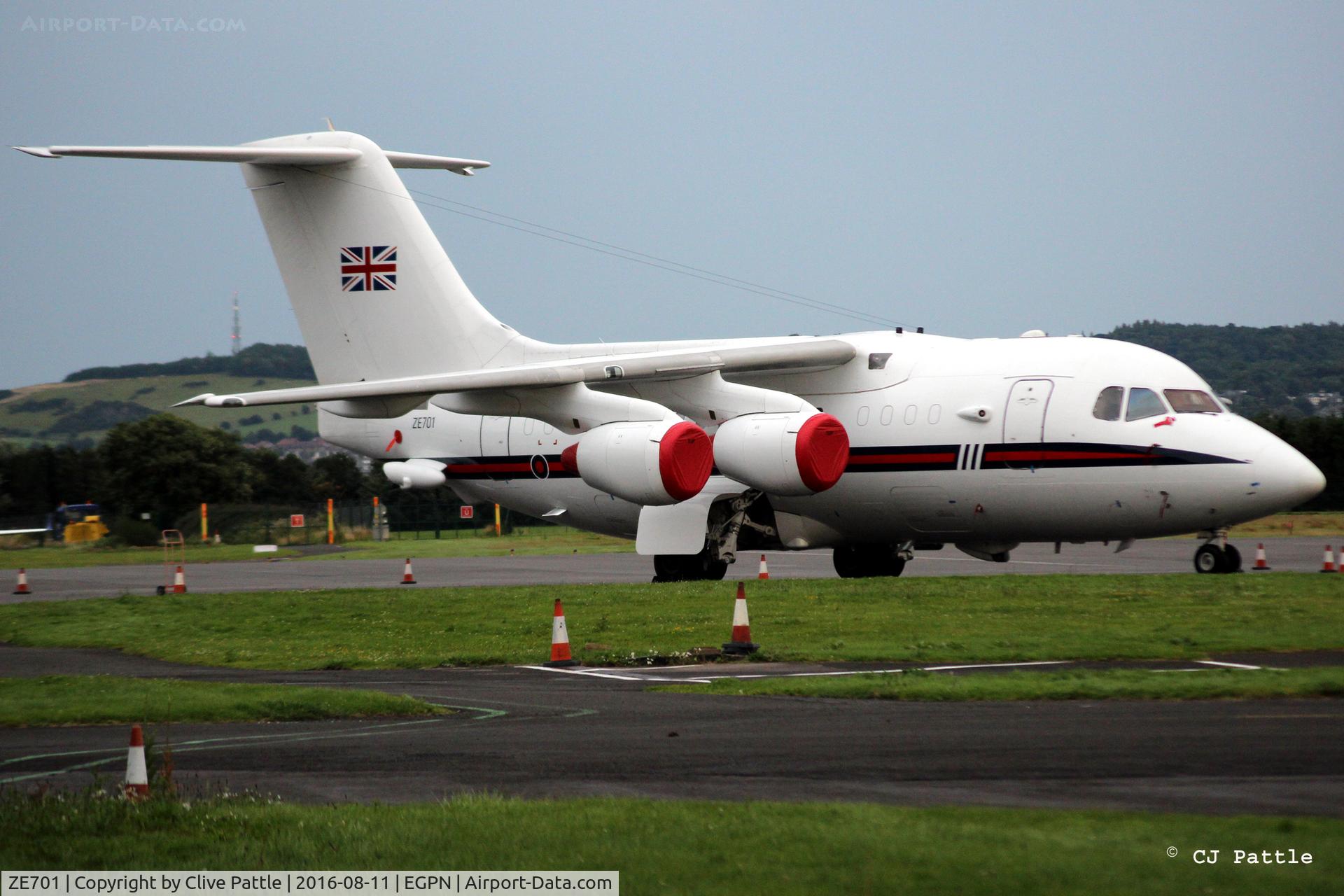 ZE701, 1985 British Aerospace BAe.146 CC.2 C/N E1029, Stopover at Dundee EGPN - a rare visitor.