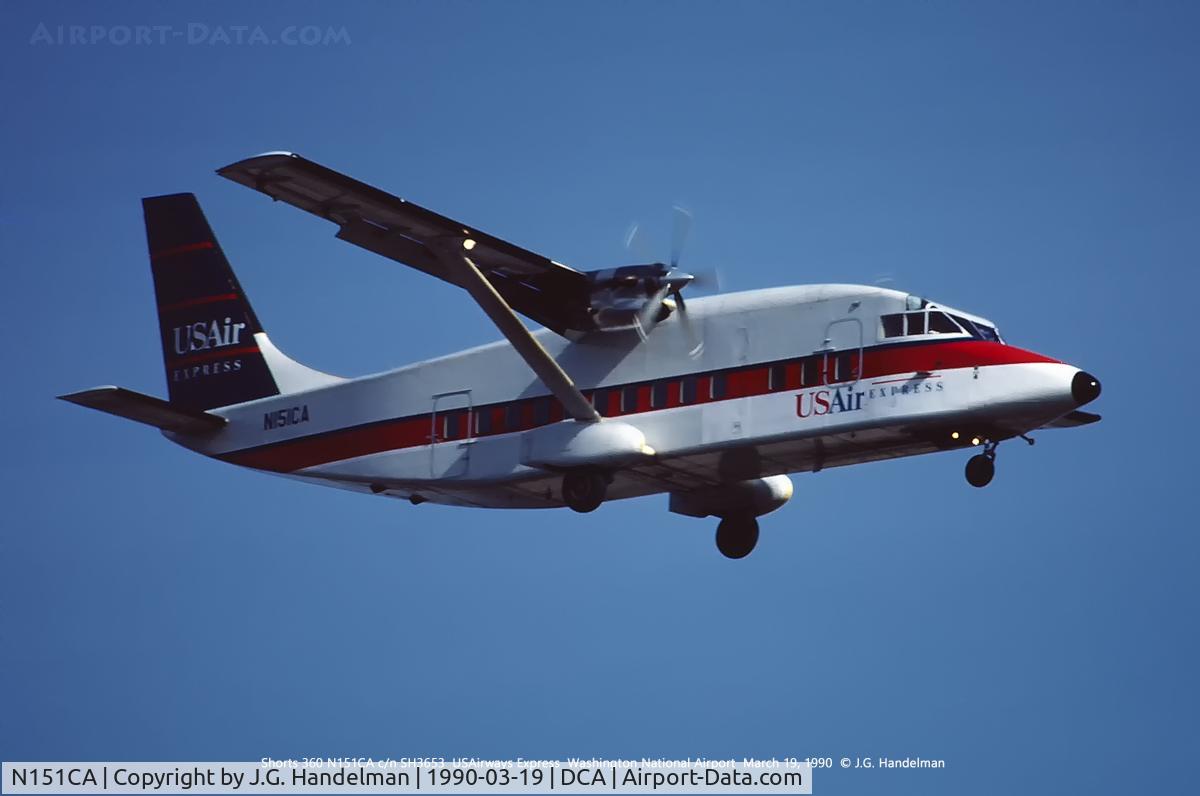 N151CA, 1984 Short SD3-60-100 C/N SH3653, Approaching Washington National Airport.