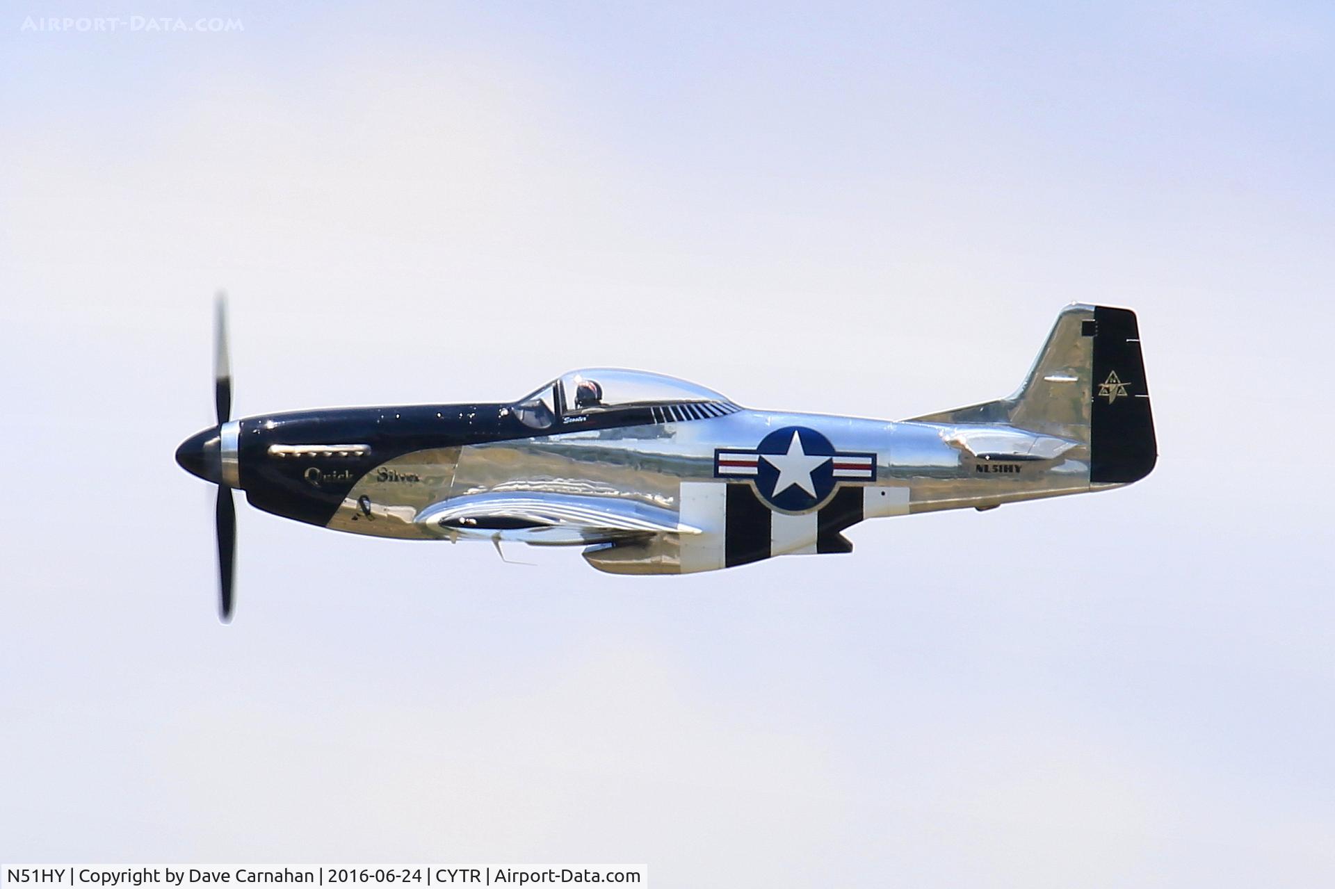 N51HY, 1944 North American P-51D Mustang C/N 124-48192, Quick Silver tearing up the skies over Trenton, Ontario, Canada