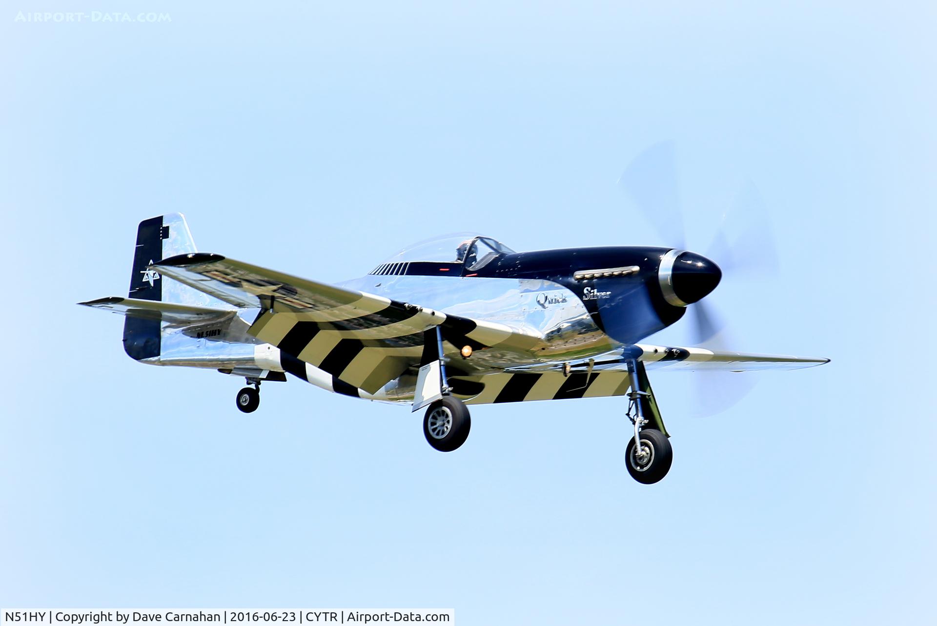 N51HY, 1944 North American P-51D Mustang C/N 124-48192, N51HY on approach for runway 24, CFB Trenton, Ontario, Canada