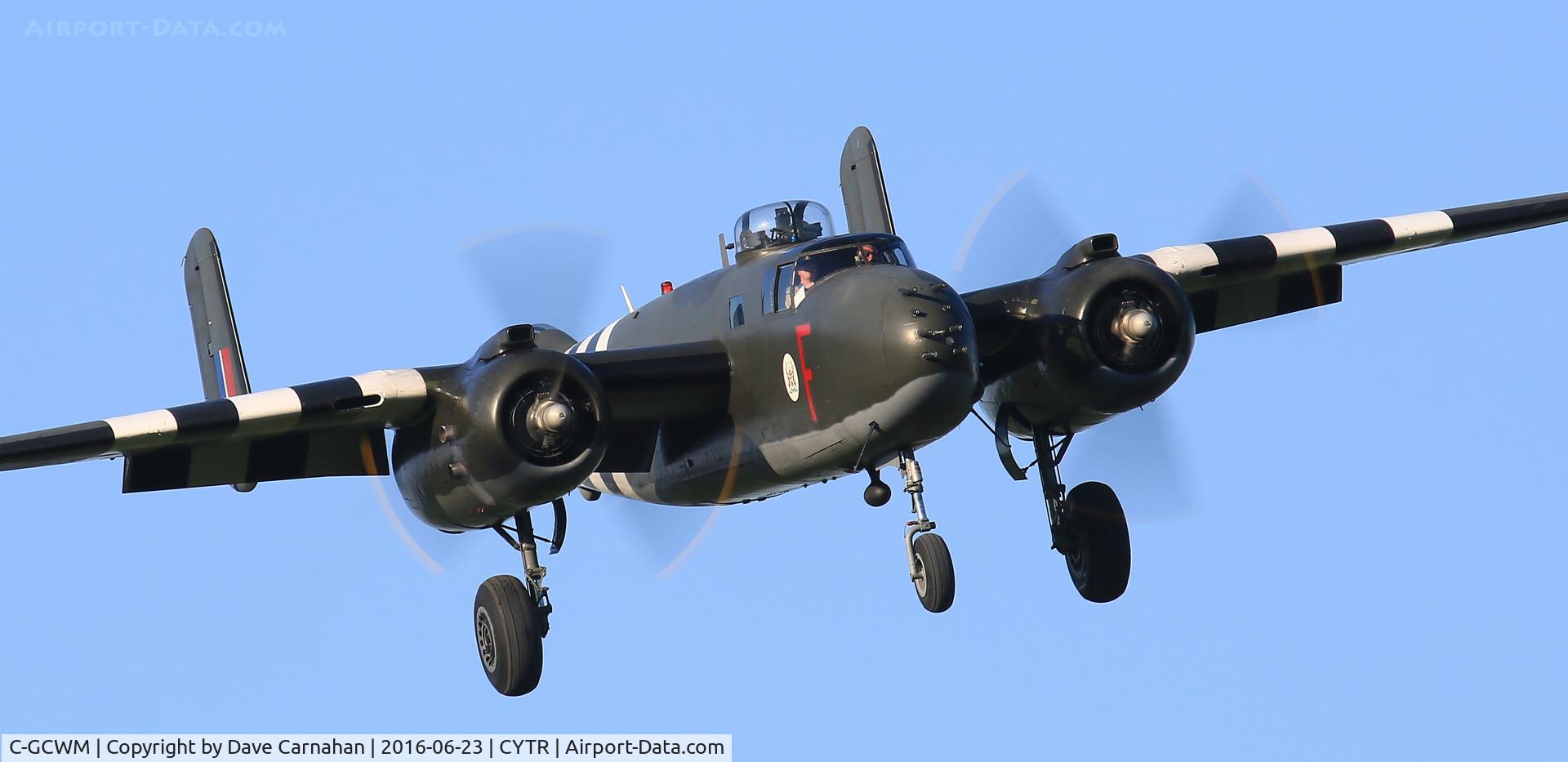 C-GCWM, 1945 North American B-25J Mitchell Mitchell C/N 108-47734, B25 Mitchell on short final for runway 24, CFB Trenton, Ontario, Canada