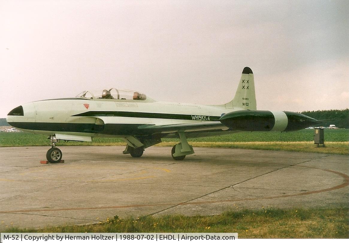 M-52, 1952 Lockheed T-33A Shooting Star C/N 580-6285, During Open Day at airbase Deelen July 2nd 1988