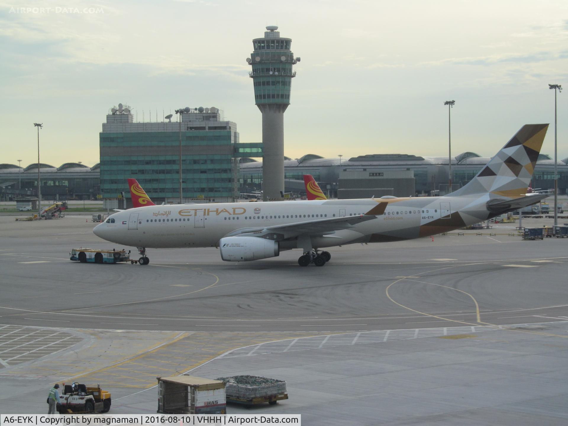 A6-EYK, 2006 Airbus A330-243 C/N 788, being towed at HKG