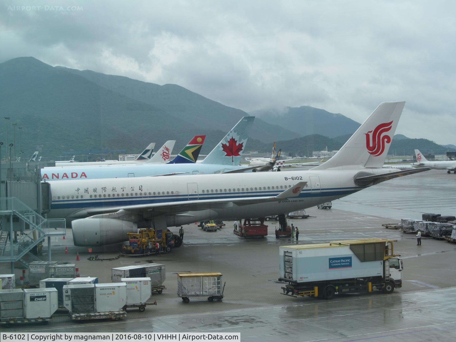 B-6102, 2015 Airbus A330-343 C/N 1695, on stand at HKG