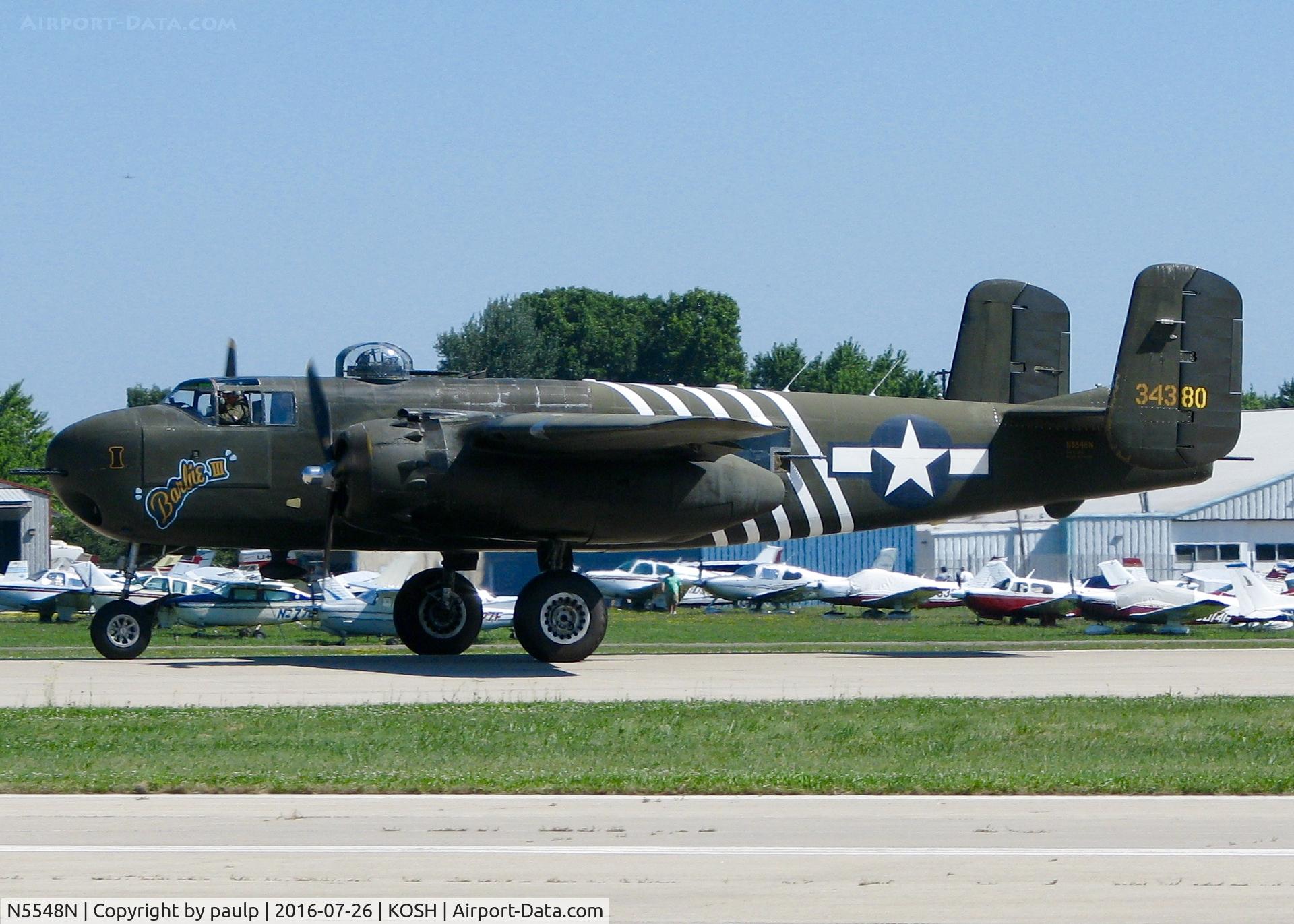 N5548N, 1943 North American B-25H Mitchell C/N 98-21107, AirVenture 2016.