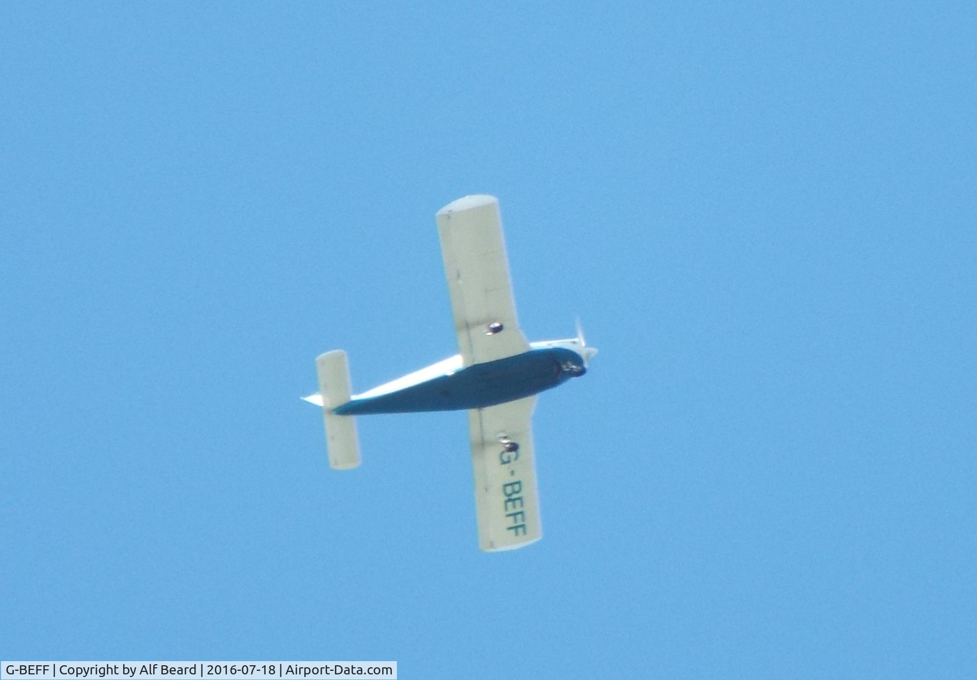 G-BEFF, 1973 Piper PA-28-140 Cherokee F C/N 28-7325228, Flying over Cheadle Staffordshire