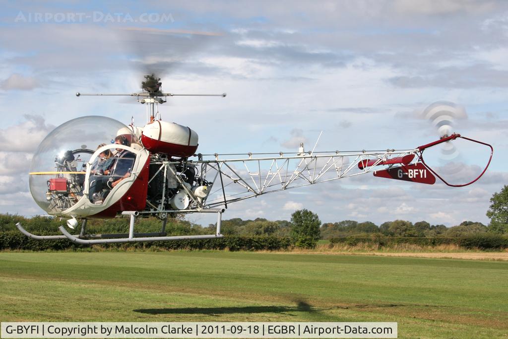 G-BYFI, 1999 CFM Streak Shadow SA C/N PFA 206-13300, Westland 47G-3B-1 at Breighton Airfield's Helicopter Fly-In, September 2011.