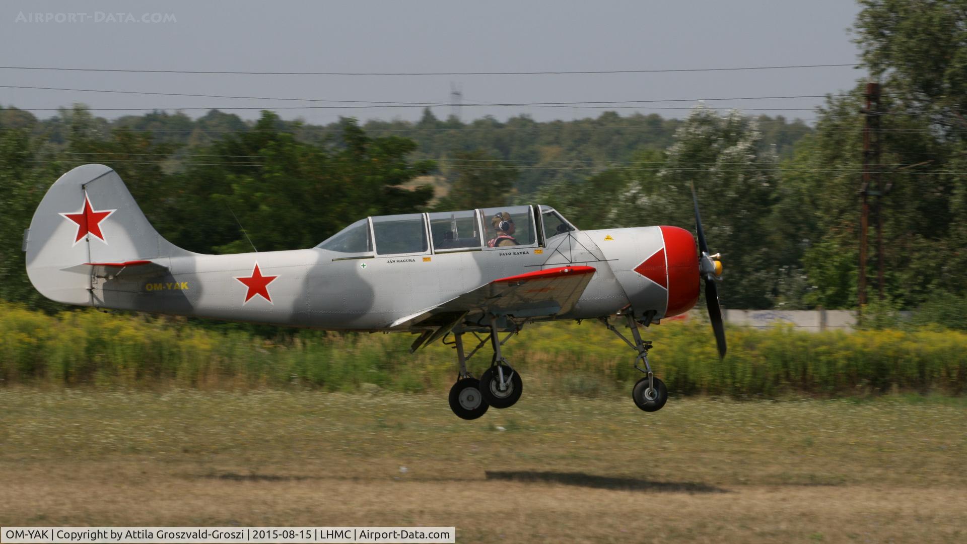 OM-YAK, 1996 Yakovlev (Aerostar) Yak-52 C/N 9611910, Miskolc Airport - Airshow 2015 - Flight Simulation War, landing