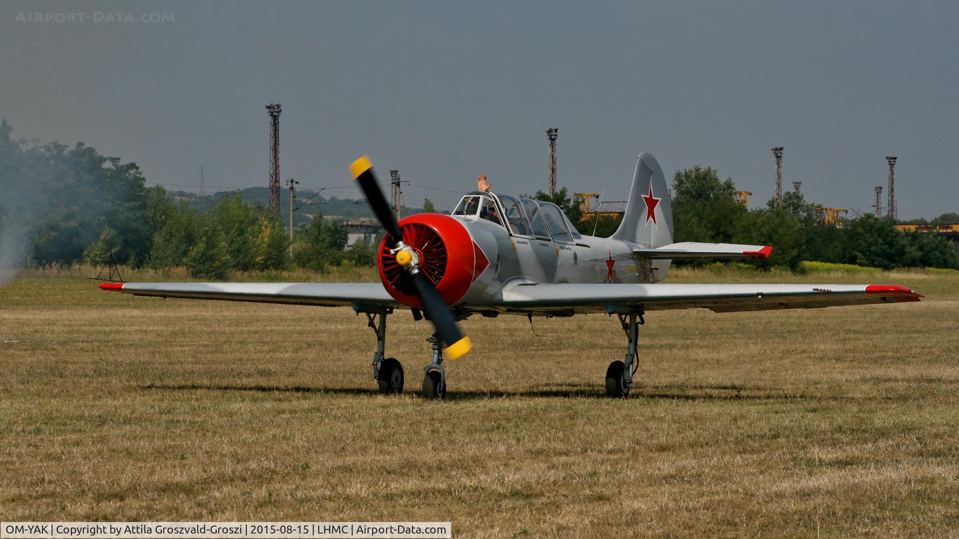 OM-YAK, 1996 Yakovlev (Aerostar) Yak-52 C/N 9611910, Miskolc Airport - Airshow 2015 - Flight Simulation War, landing