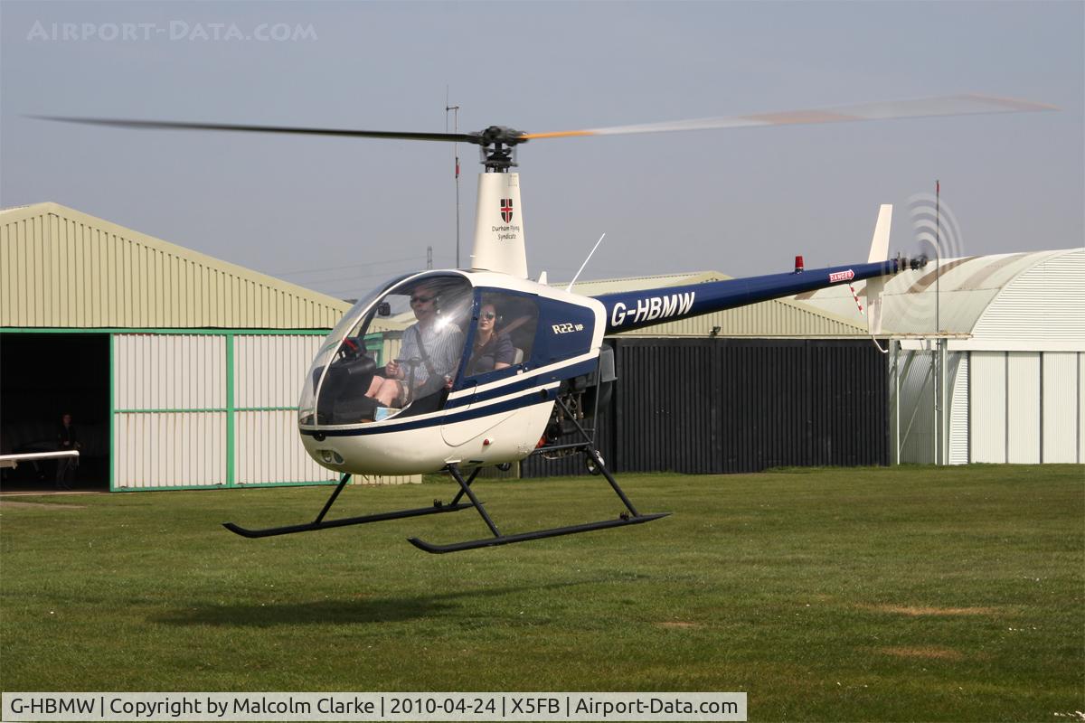 G-HBMW, 1981 Robinson R22 C/N 0170, Robinson R22, Fishburn Airfield, April 24th 2010.