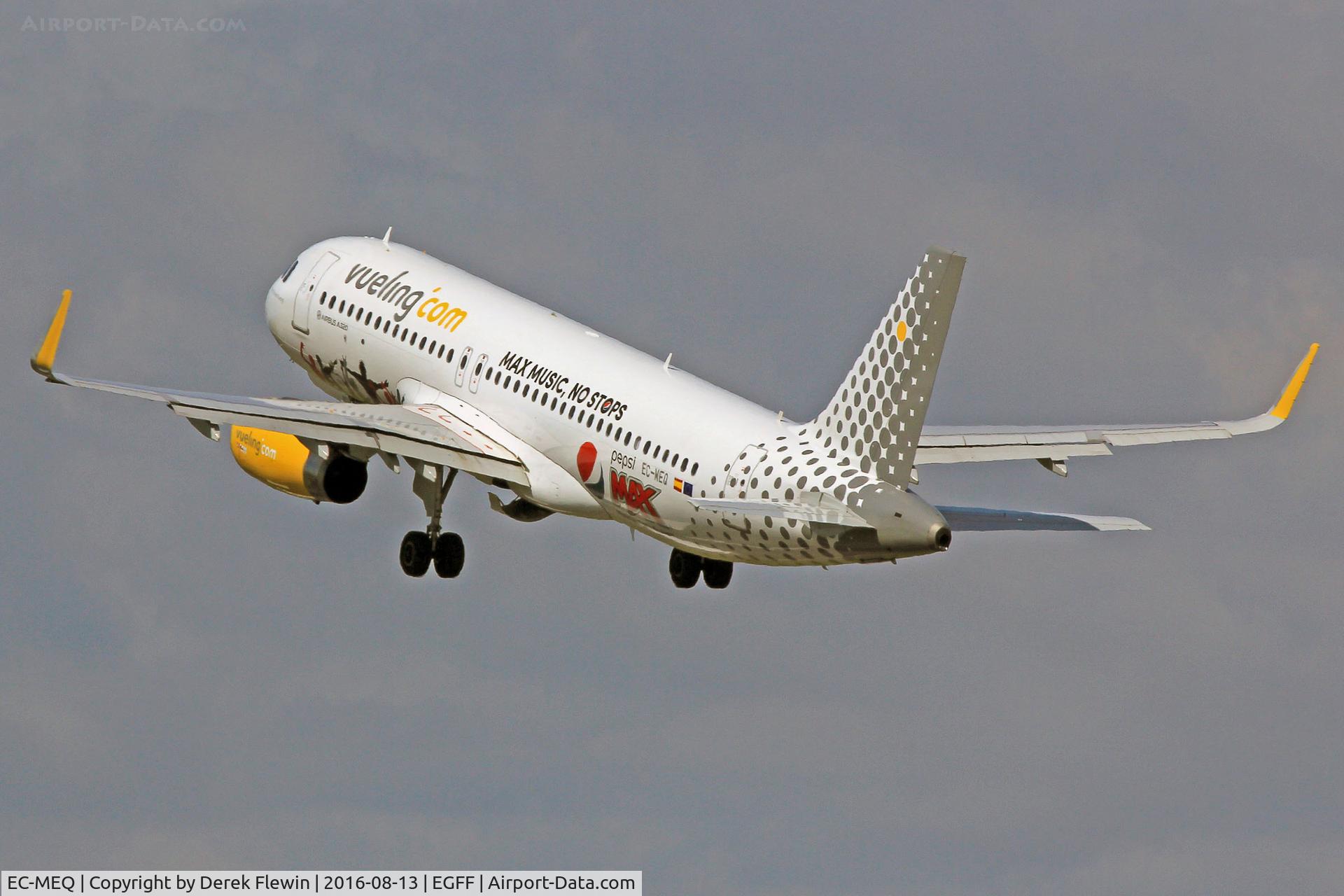 EC-MEQ, 2015 Airbus A320-232 C/N 6483, A320, Vueling Airlines, previously F-WWDI, call sign Vueling 12YQ,  seen departing runway 30 en-route to Alicante.